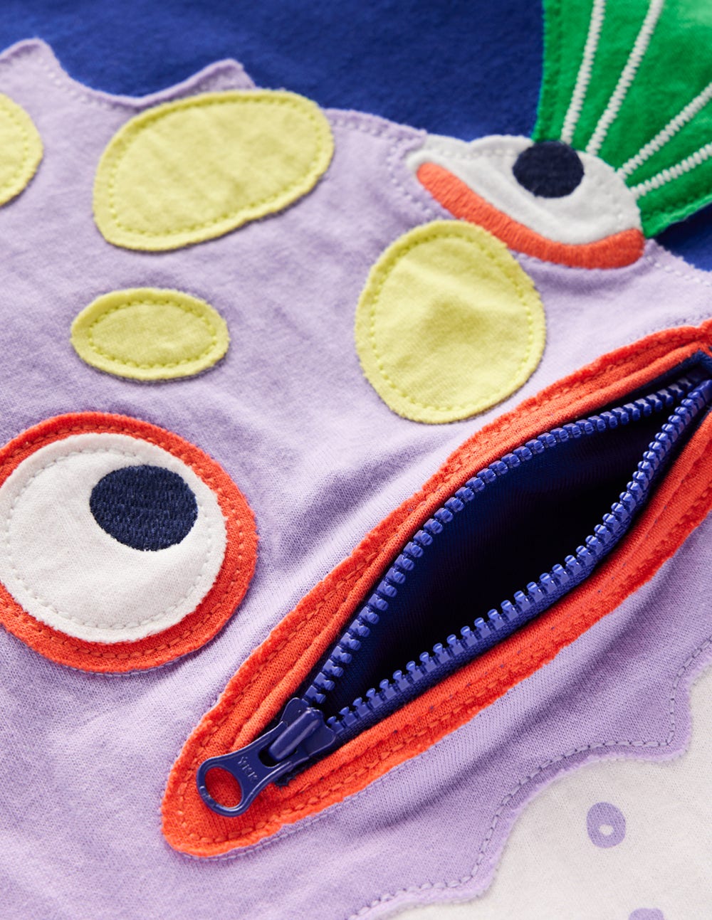 Zip Applique T-shirt-Bright Blue Puffer - Image 3