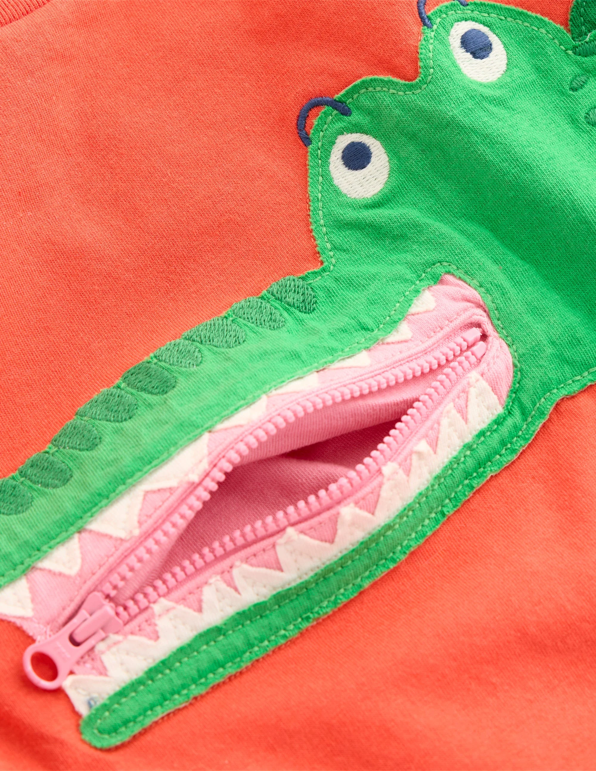Zip Applique T-shirt-Kiln Orange Crocodile - Image 3
