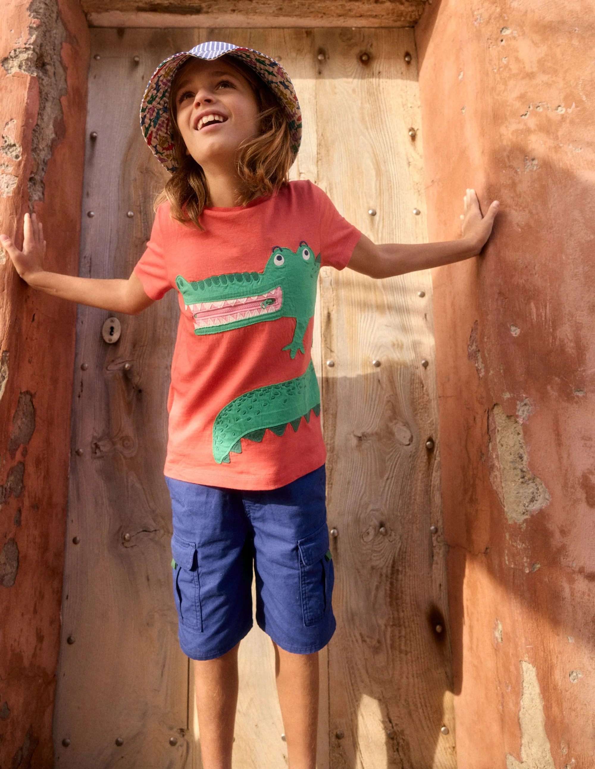 Zip Applique T-shirt-Kiln Orange Crocodile - Image 4
