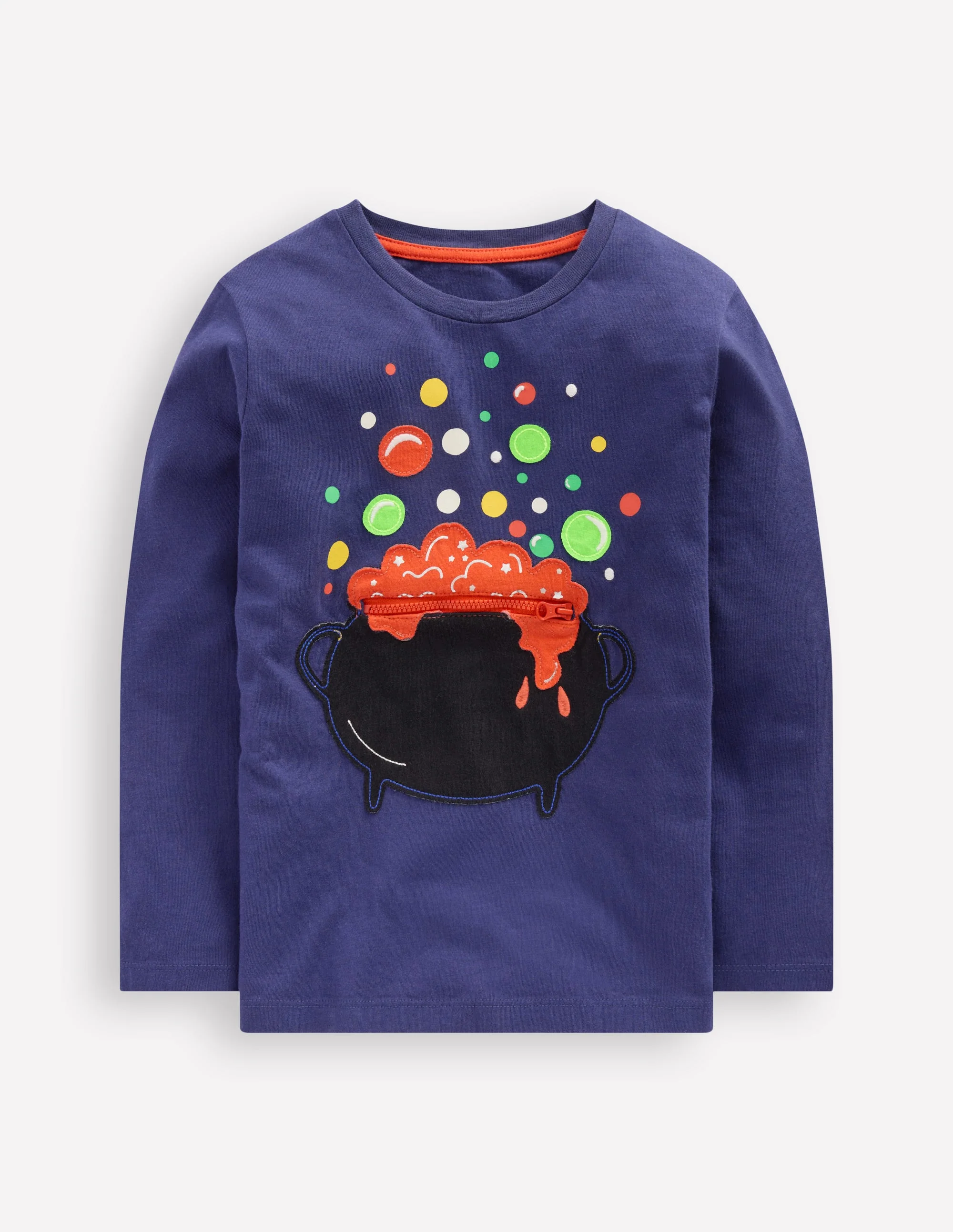 Zip Detail Appliqué T-shirt-Starboard Blue Caldron