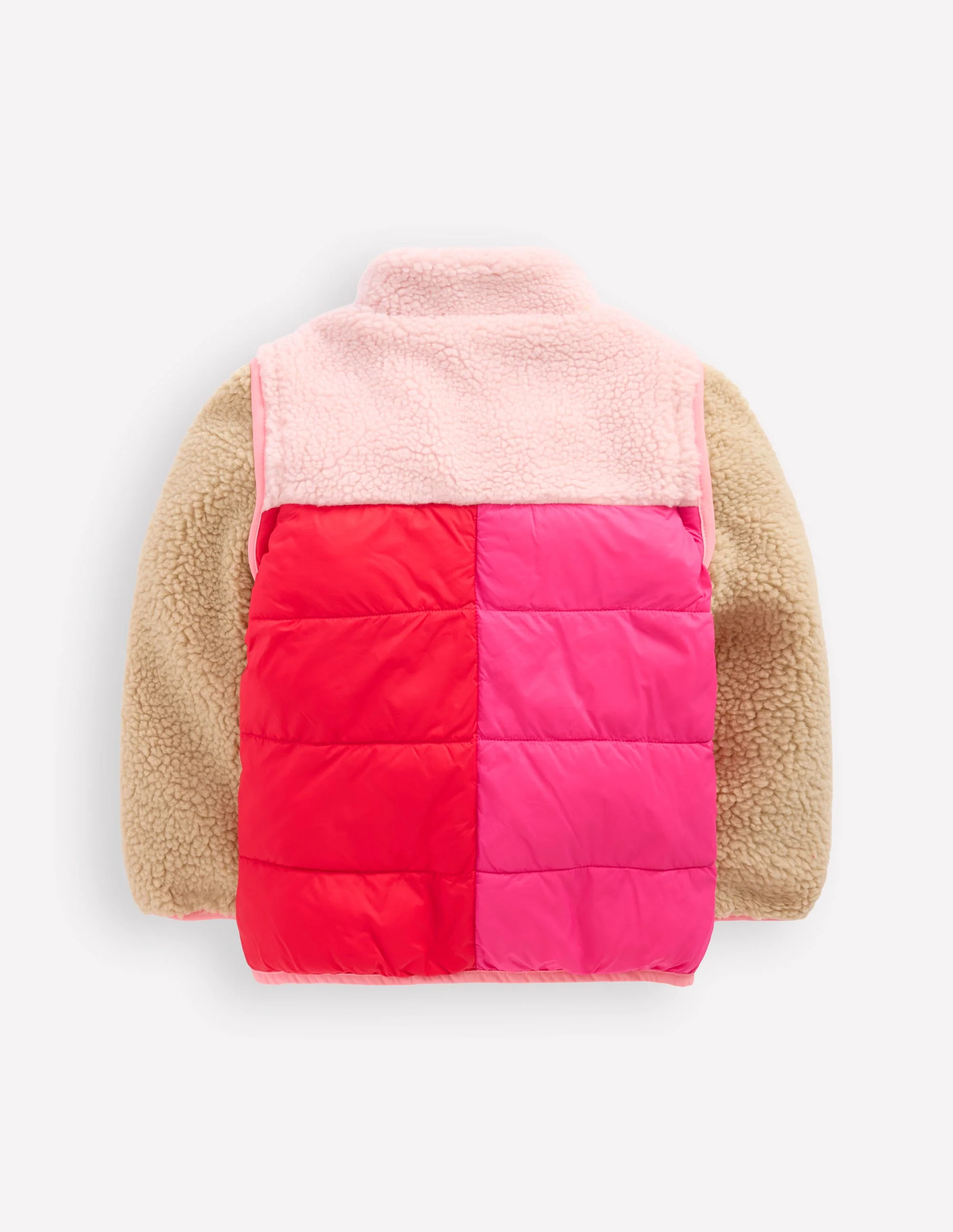 2-in-1 Borg Mix Jacket-Pink Borg Colourblock - Image 3