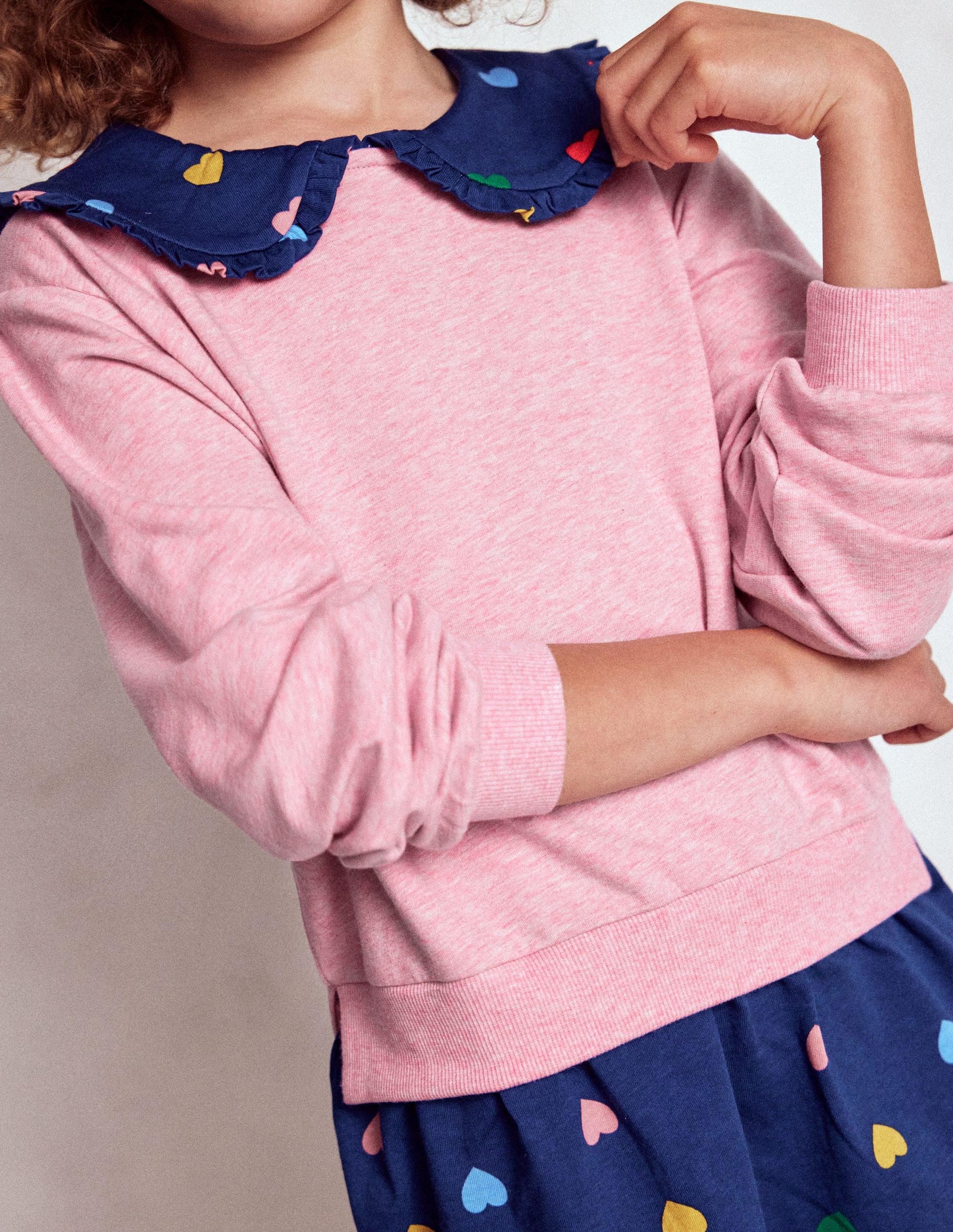 2-in-1 Sweatshirt Dress-Starboard Blue Multi Hearts - Image 2