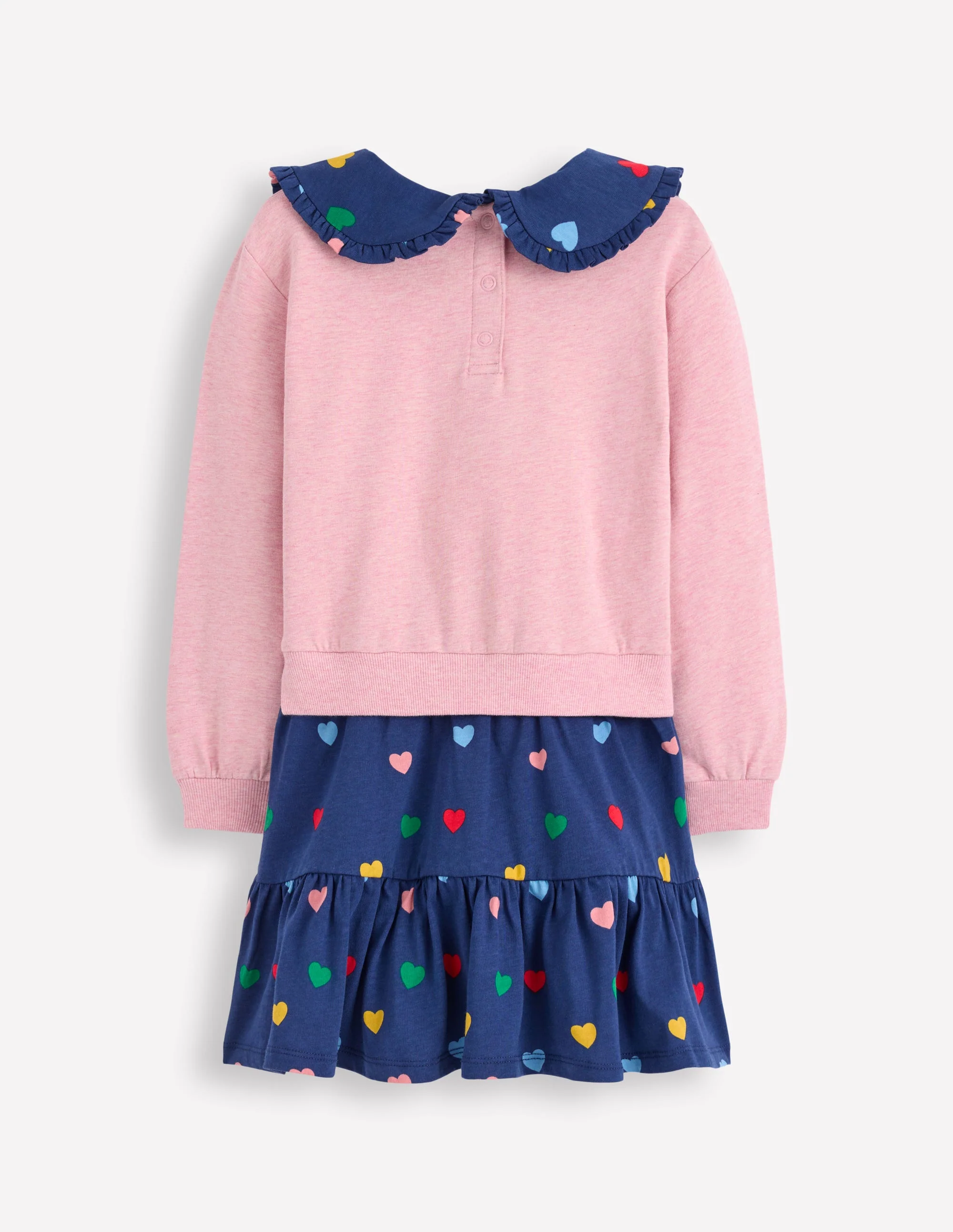 2-in-1 Sweatshirt Dress-Starboard Blue Multi Hearts - Image 6