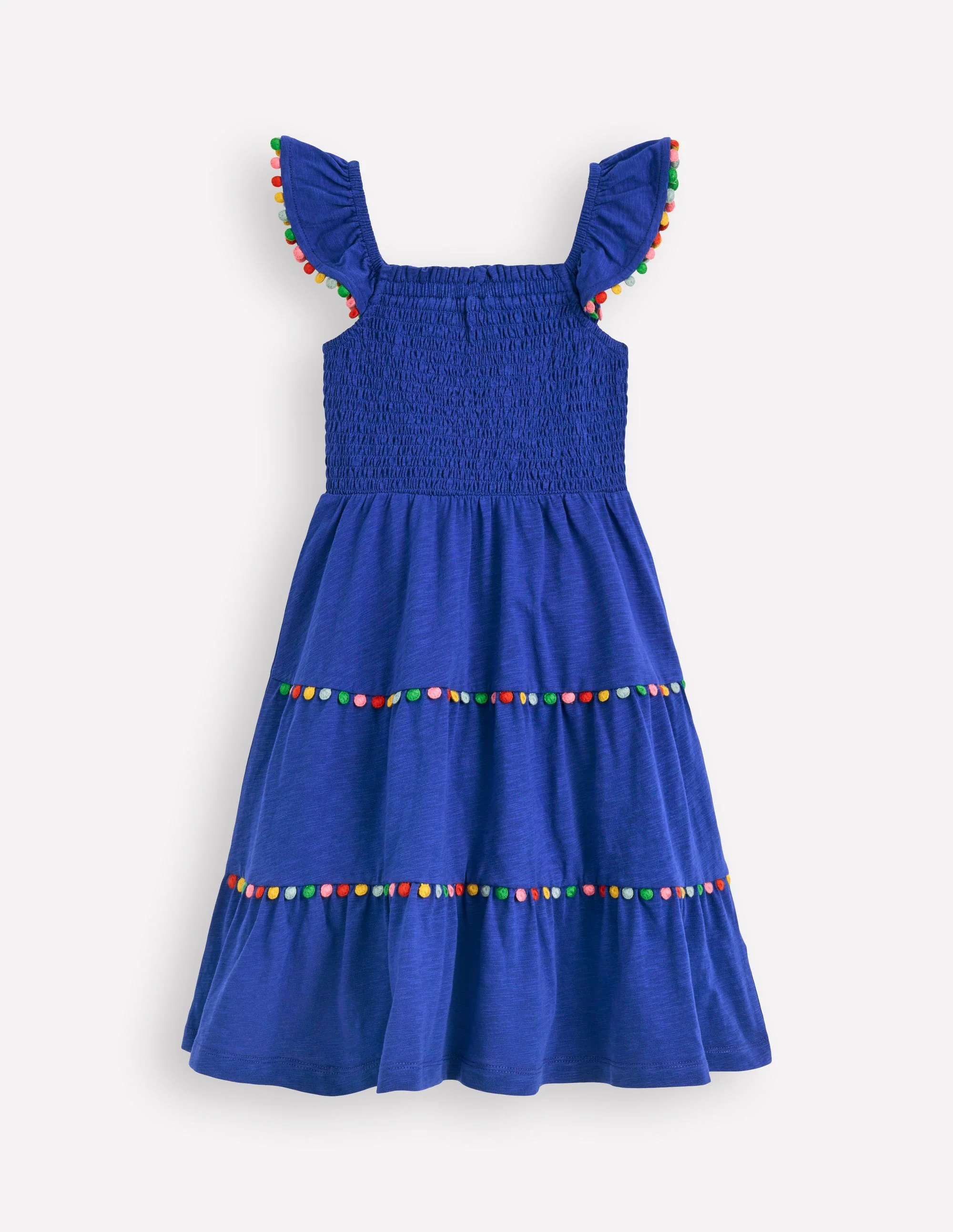 Addison Twirly Pom Dress-Bright Blue