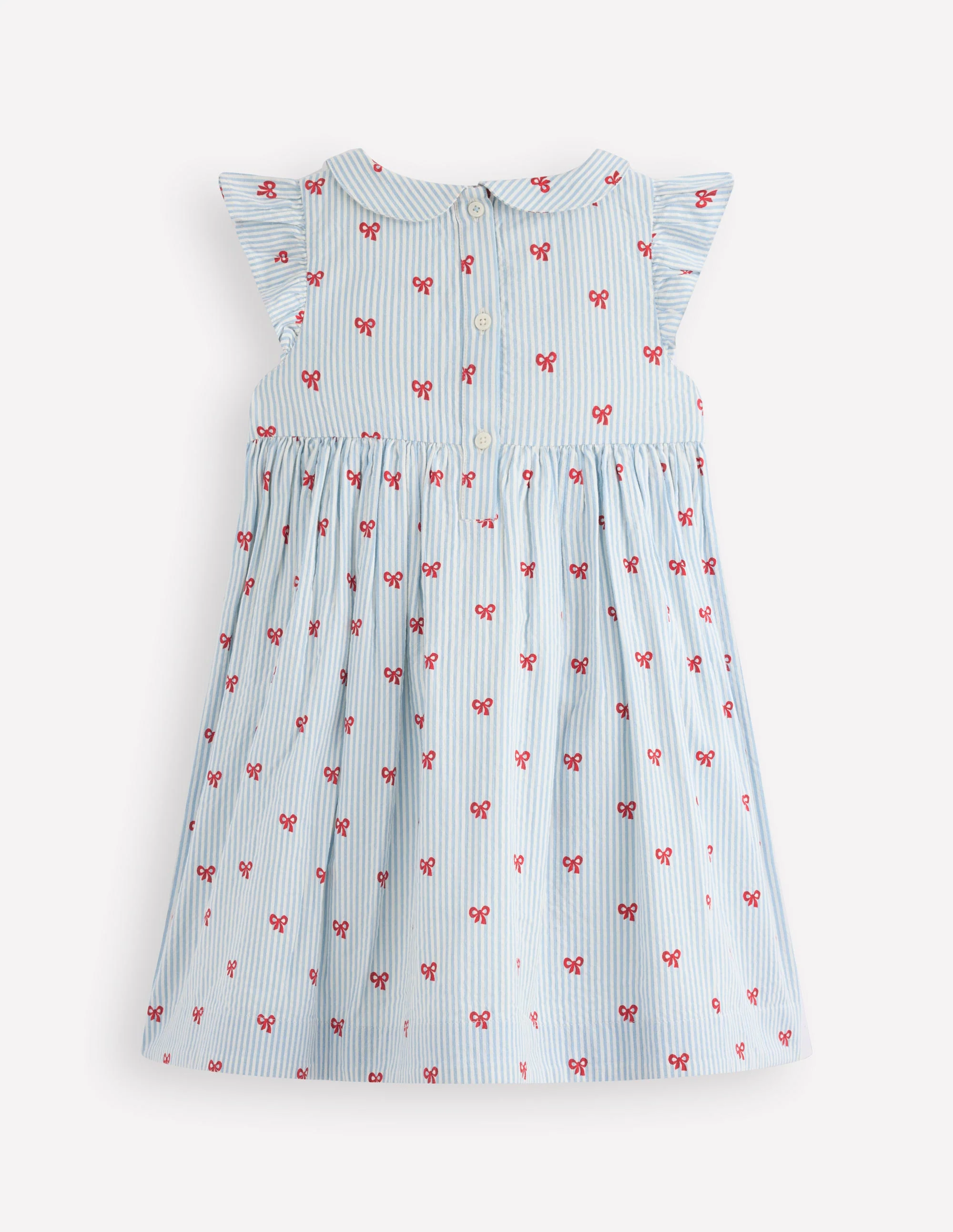 Adeline Smocked Dress-Glacier Blue Spaced Tiny Bows - Image 2