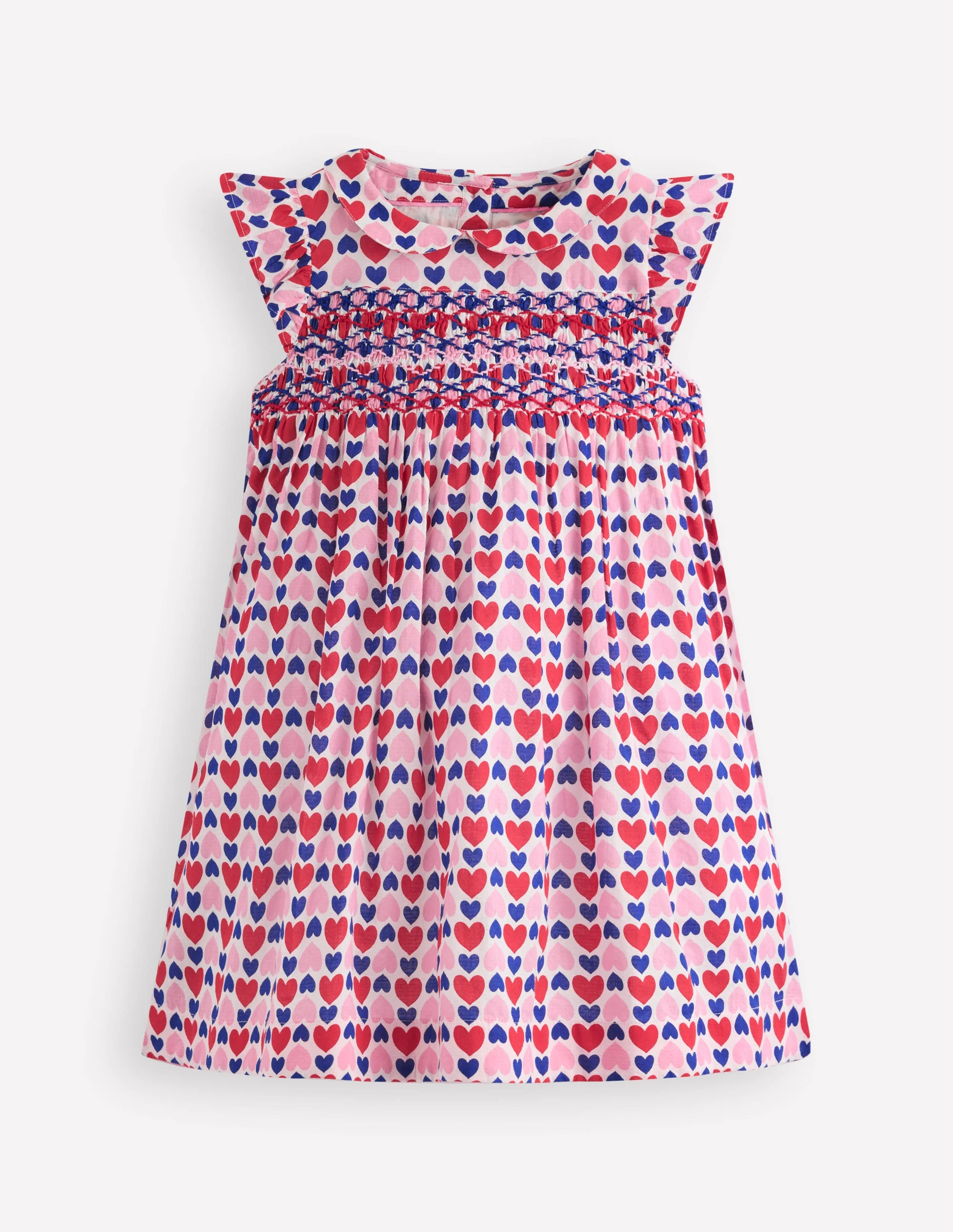 Adeline Smocked Dress-Poppy Red Geo Heart - Image 5