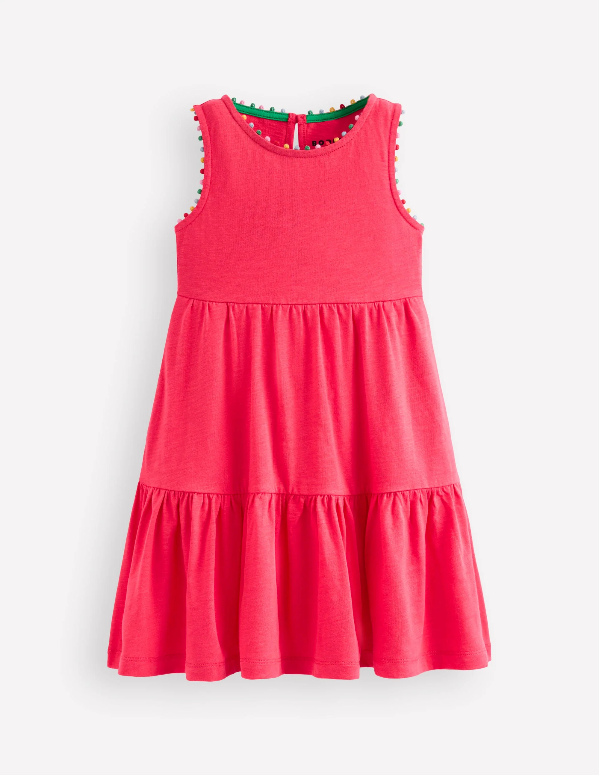 Ali Pom Trim Jersey Dress-Fandango Pink - Image 2