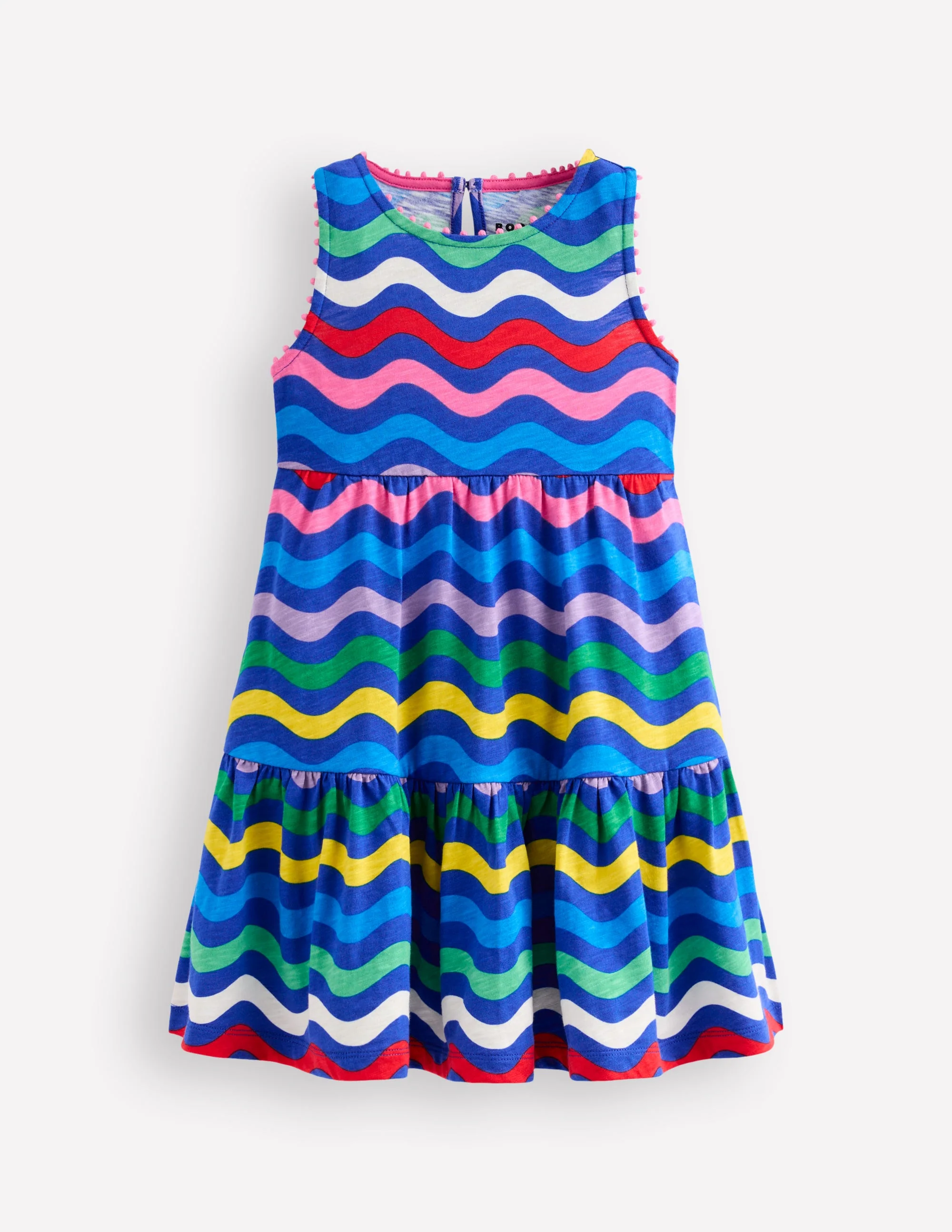 Ali Pom Trim Jersey Dress-Zig Zag Multi Stripe - Image 2
