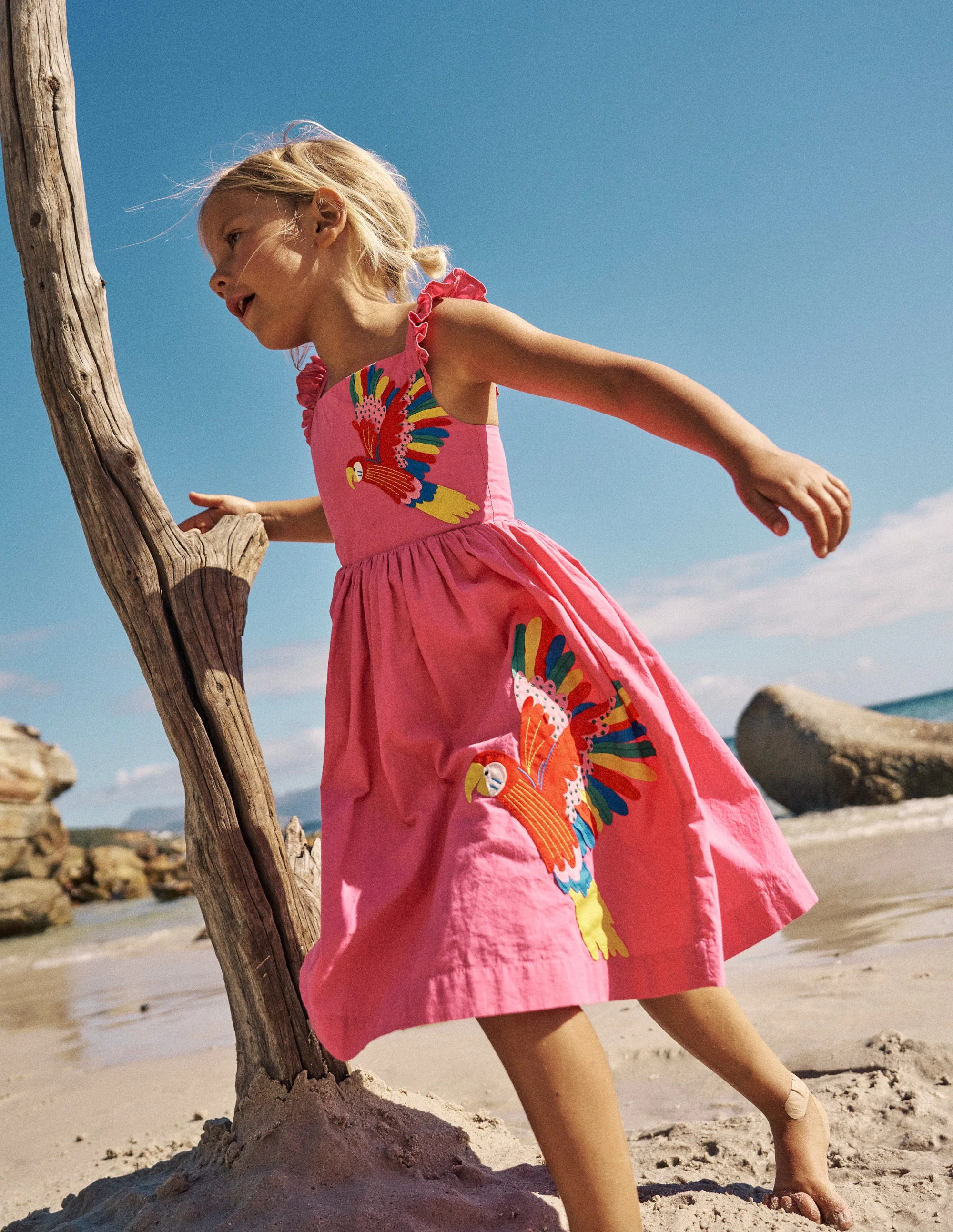 Annalisa Appliqué Sundress-Sorbet Pink Birds - Image 4
