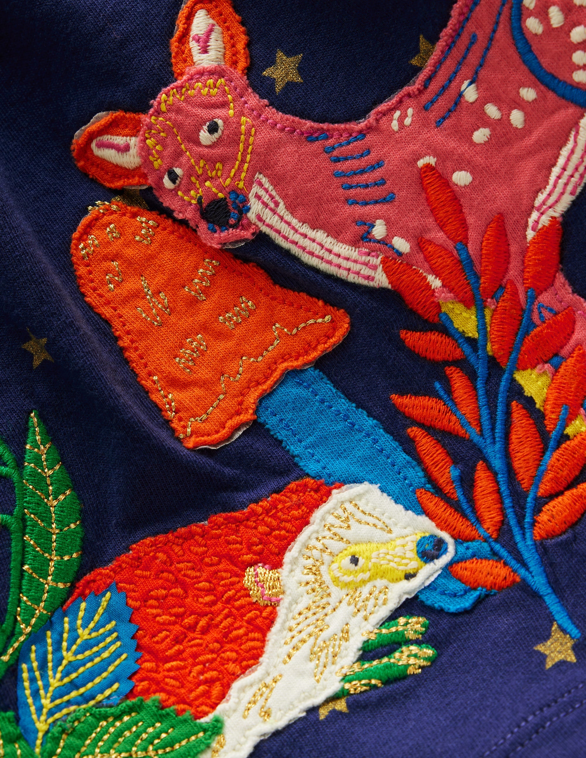 Appliqué Jersey Dress-College Navy Animals - Image 3