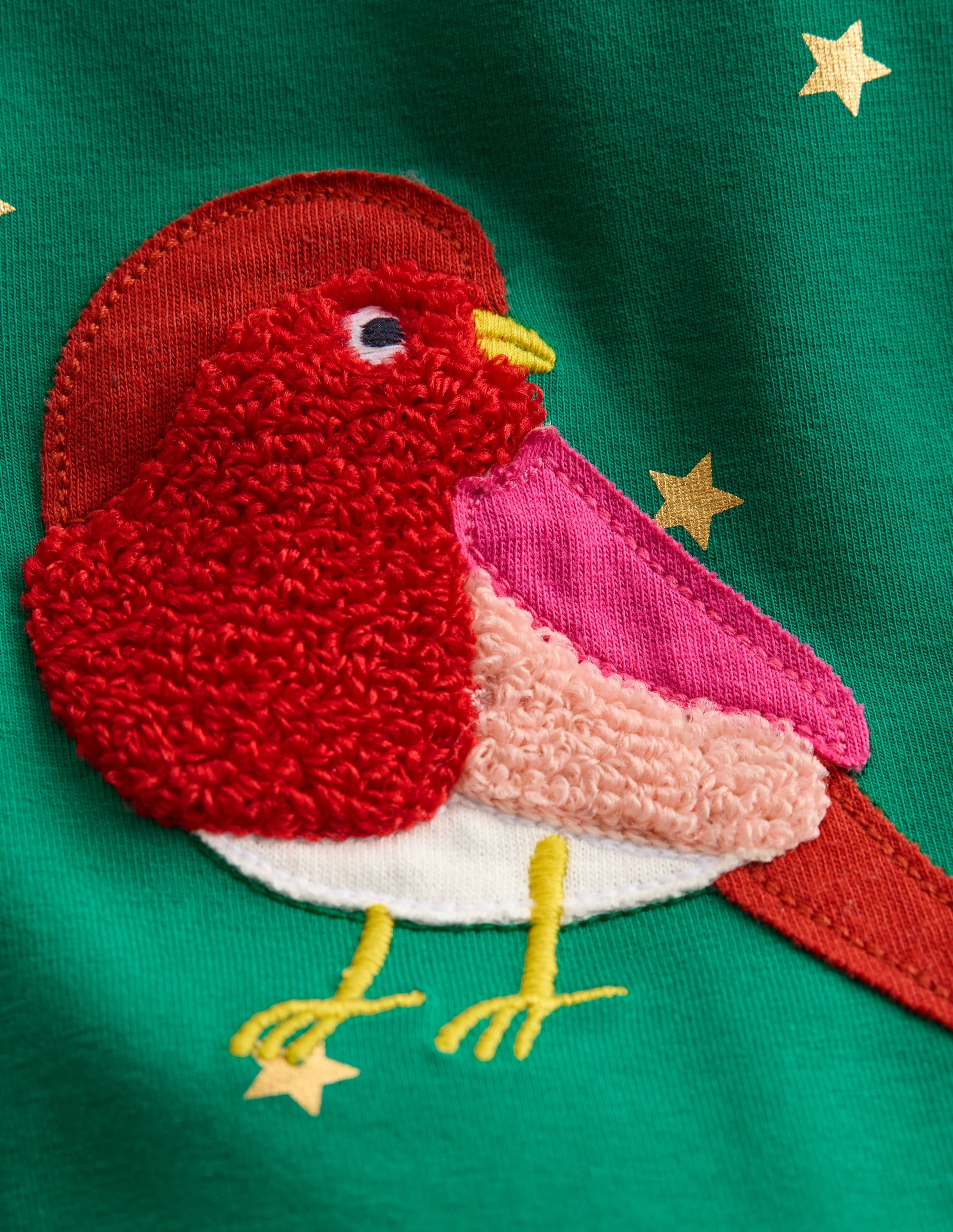 Appliqué Leggings-Jewel Green Robins - Image 3