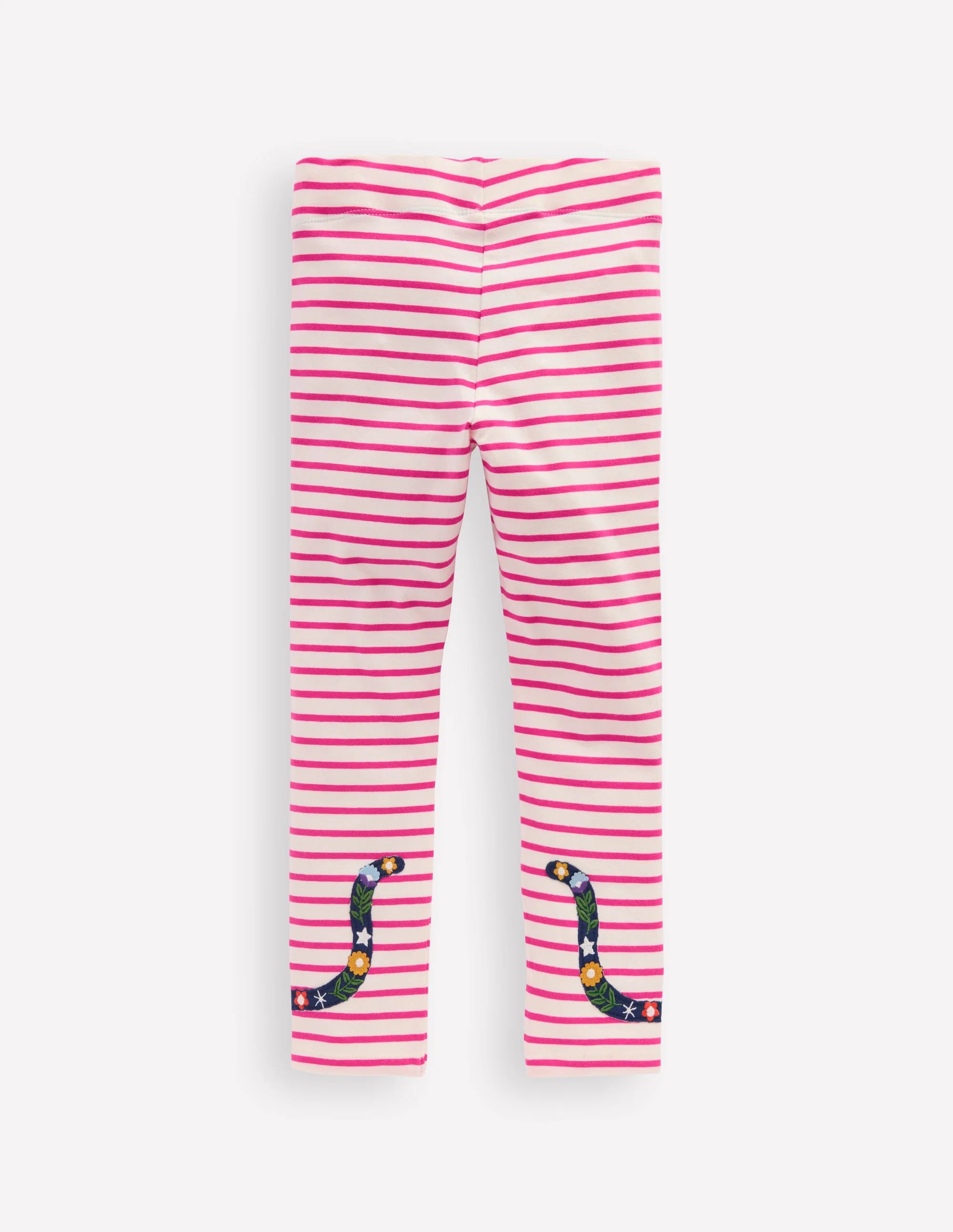 Appliqué Leggings-Soft Ivory/Raspberry Pink Cats - Image 2