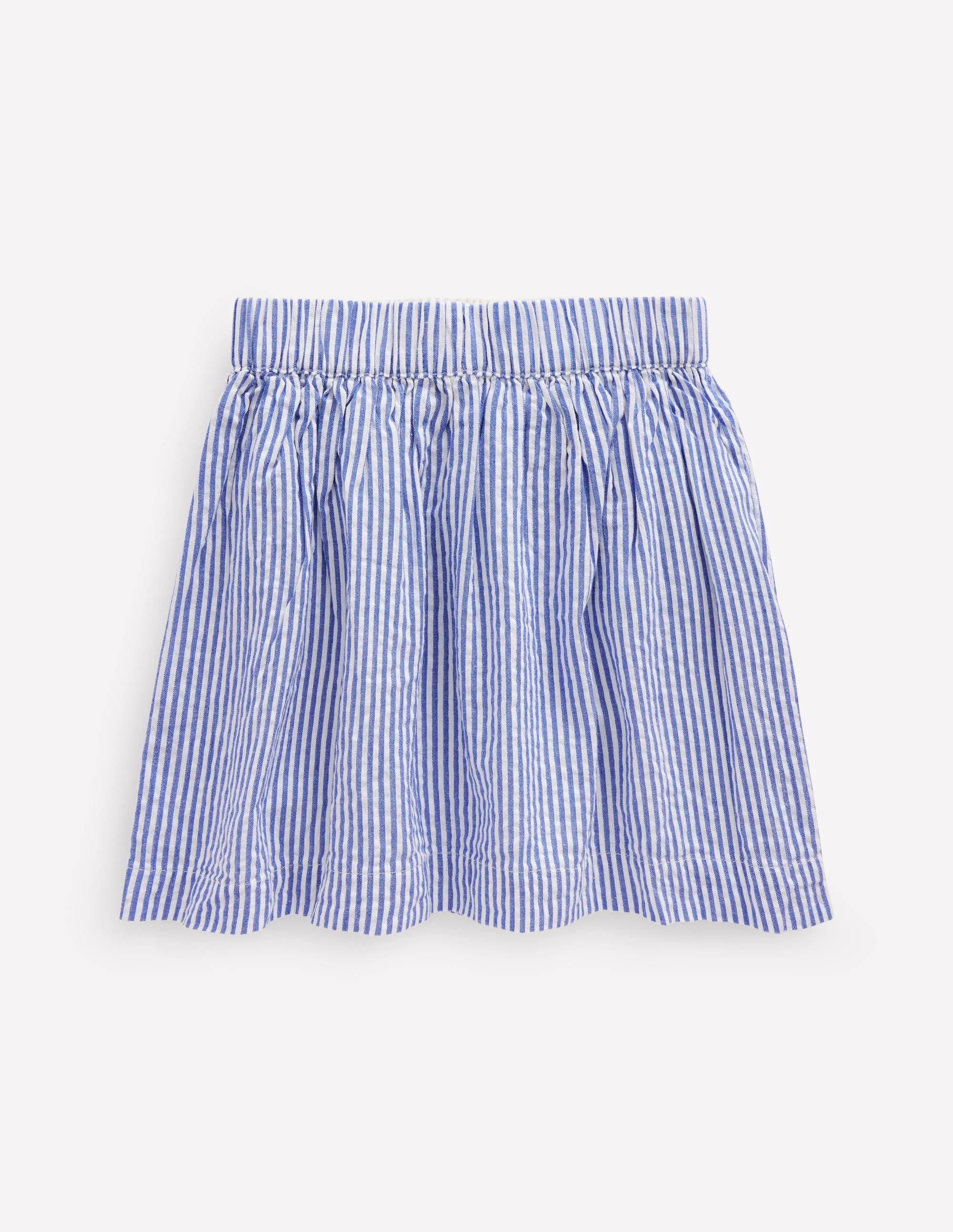 Applique Pocket Skirt-Blue Ticking Floral Stripe - Image 2