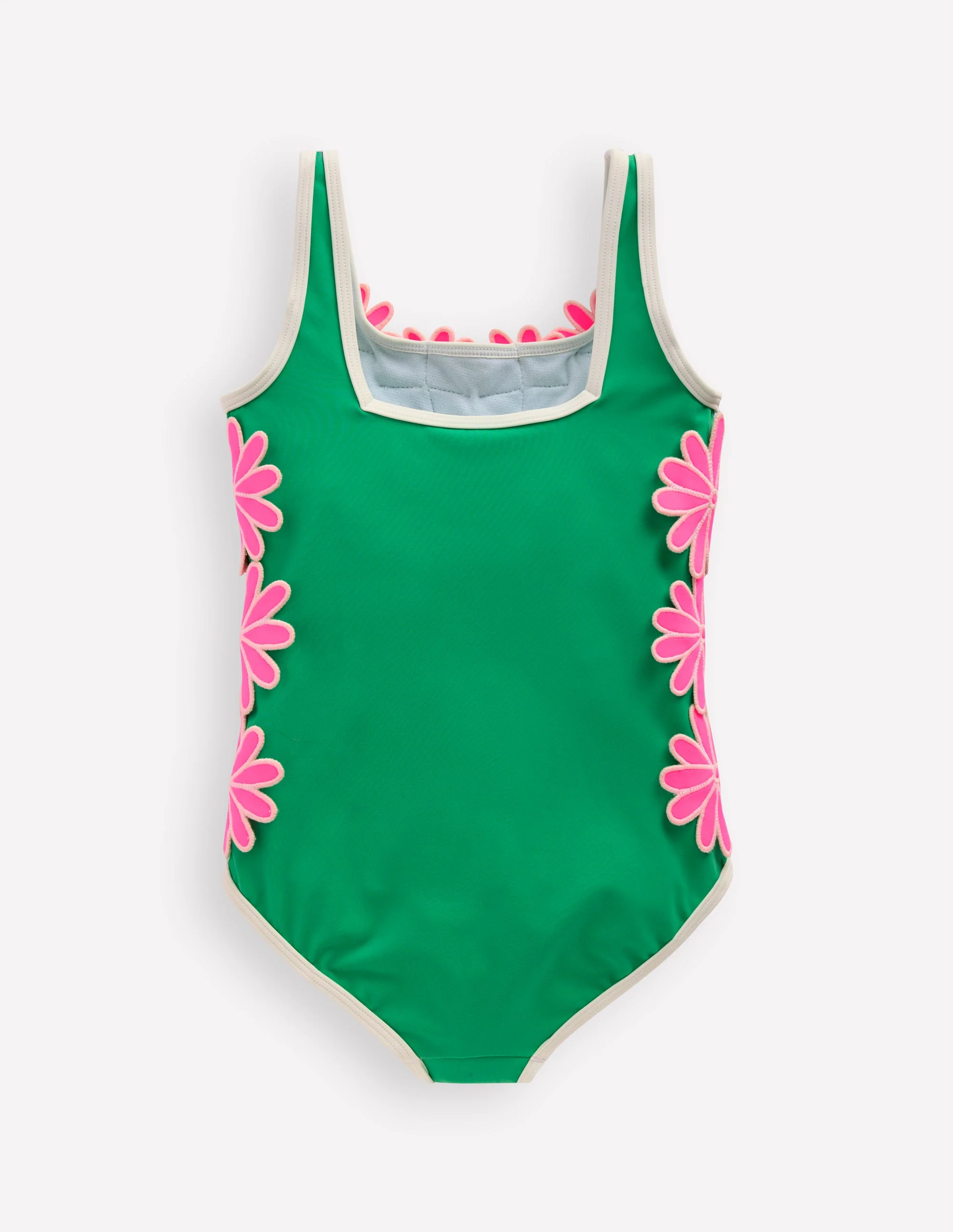 Appliqué Swimsuit-Pea Green/Sorbet Pink Daisy - Image 2