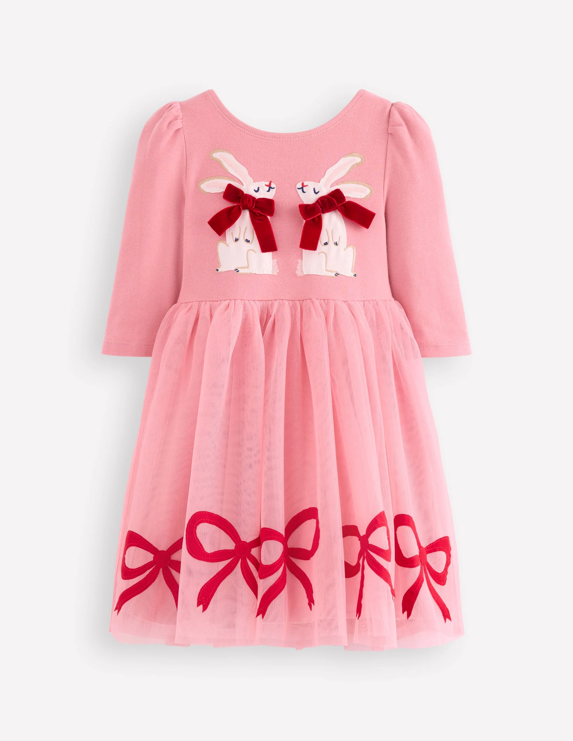 Appliqué Tulle Dress-Bubblegum Pink Bunnies - Image 3