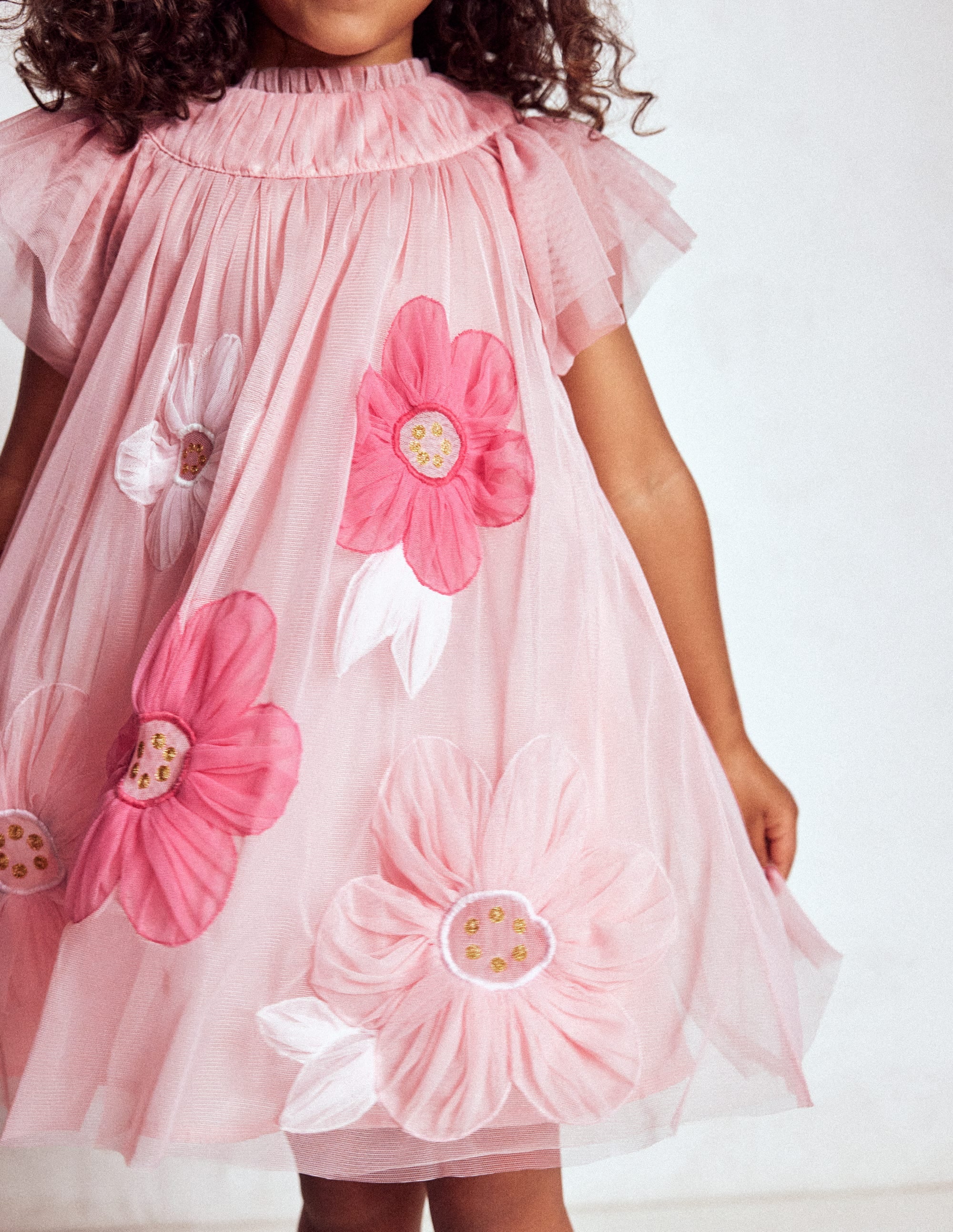 Appliqué Tulle Dress-Chalk Pink Flower - Image 2