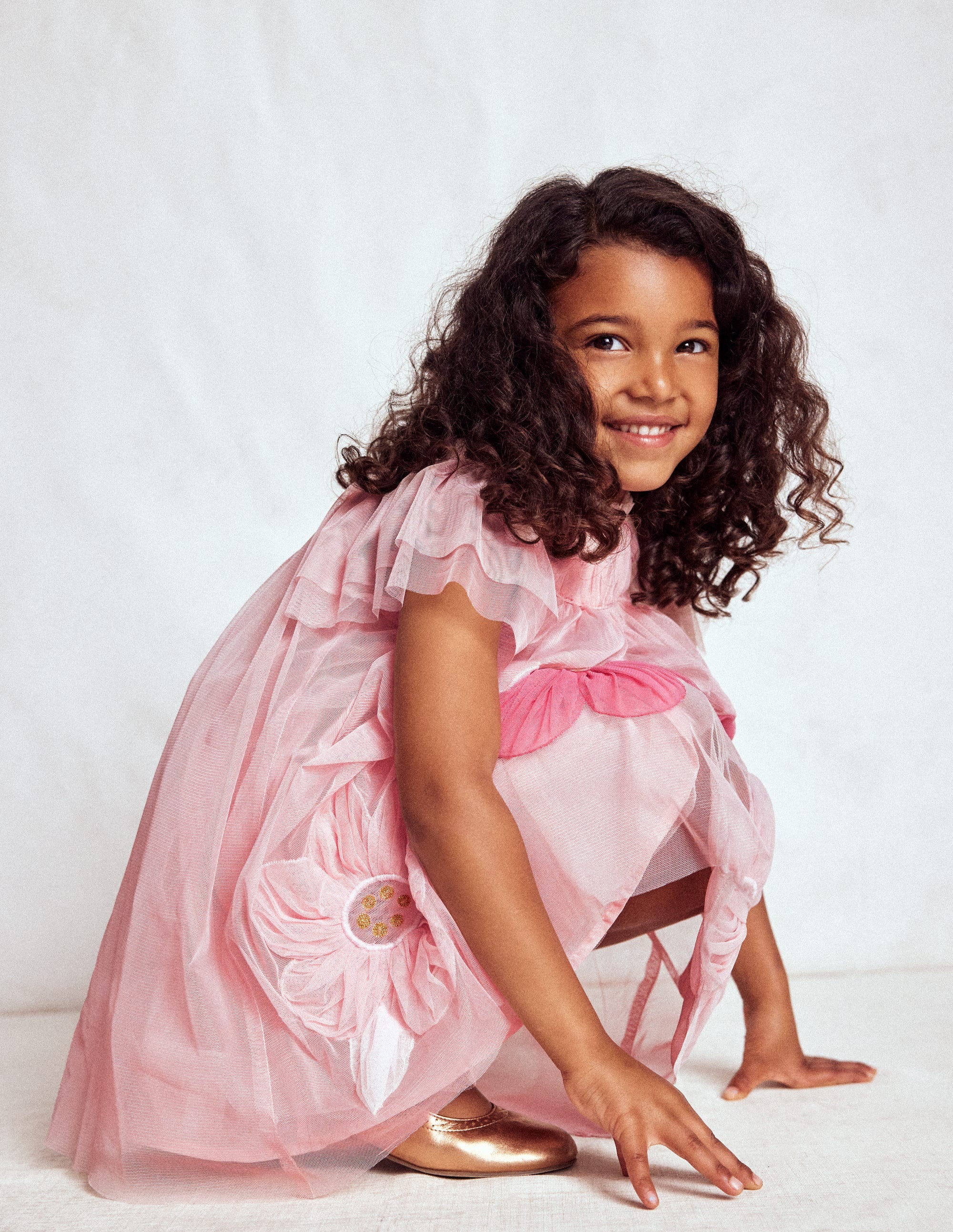Appliqué Tulle Dress-Chalk Pink Flower - Image 3