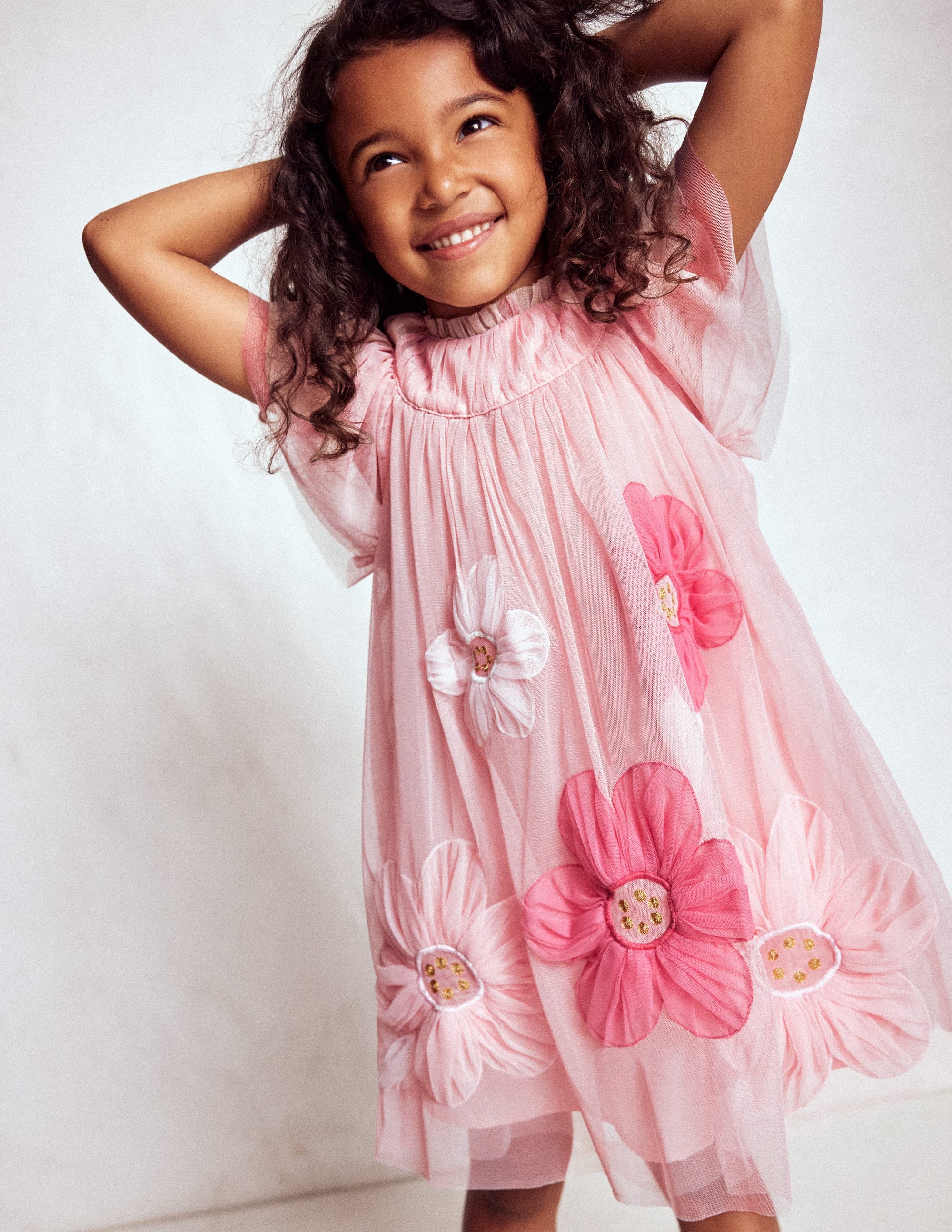 Appliqué Tulle Dress-Chalk Pink Flower - Image 4