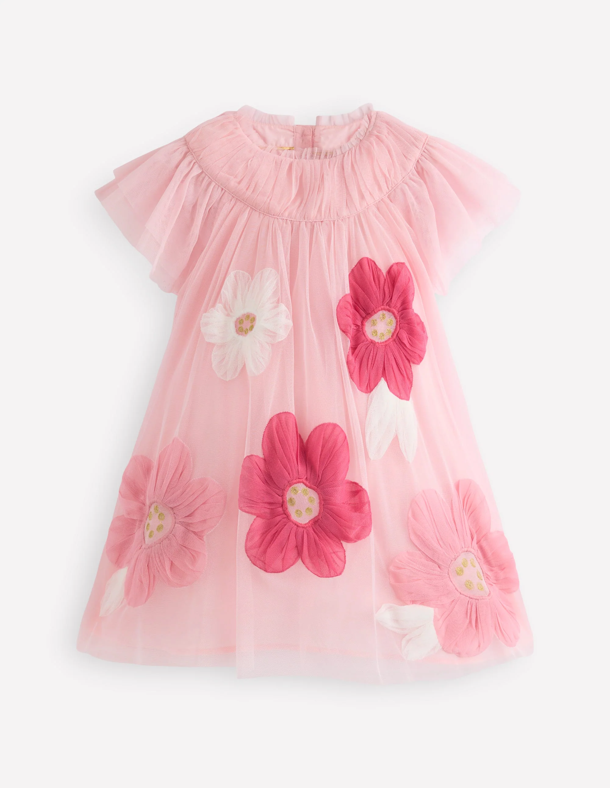 Appliqué Tulle Dress-Chalk Pink Flower - Image 5