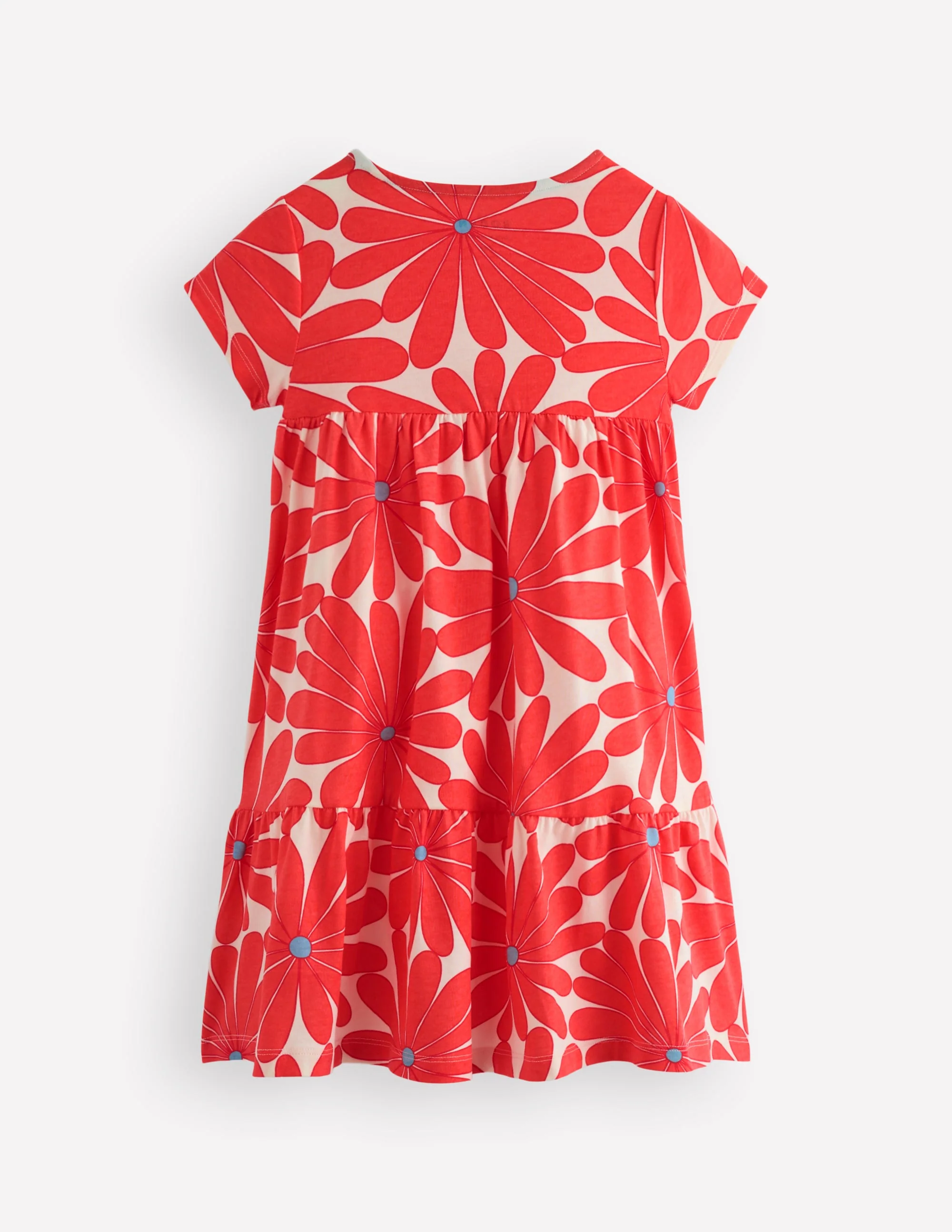 Ariel Twirly Jersey Dress-Coral Orange Giant Daisy - Image 2