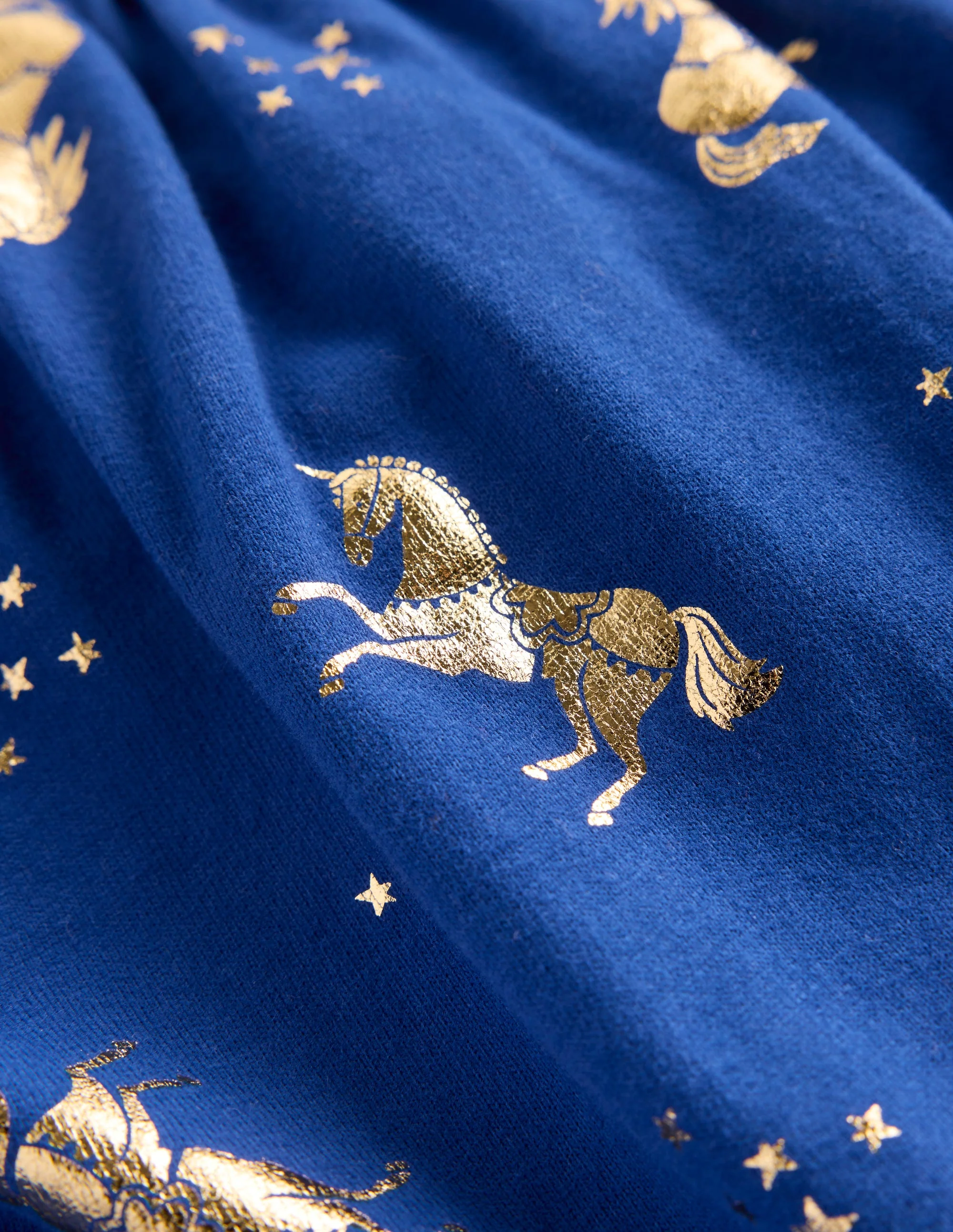 Ariel Twirly Jersey Dress-Sapphire Blue Unicorns - Image 3