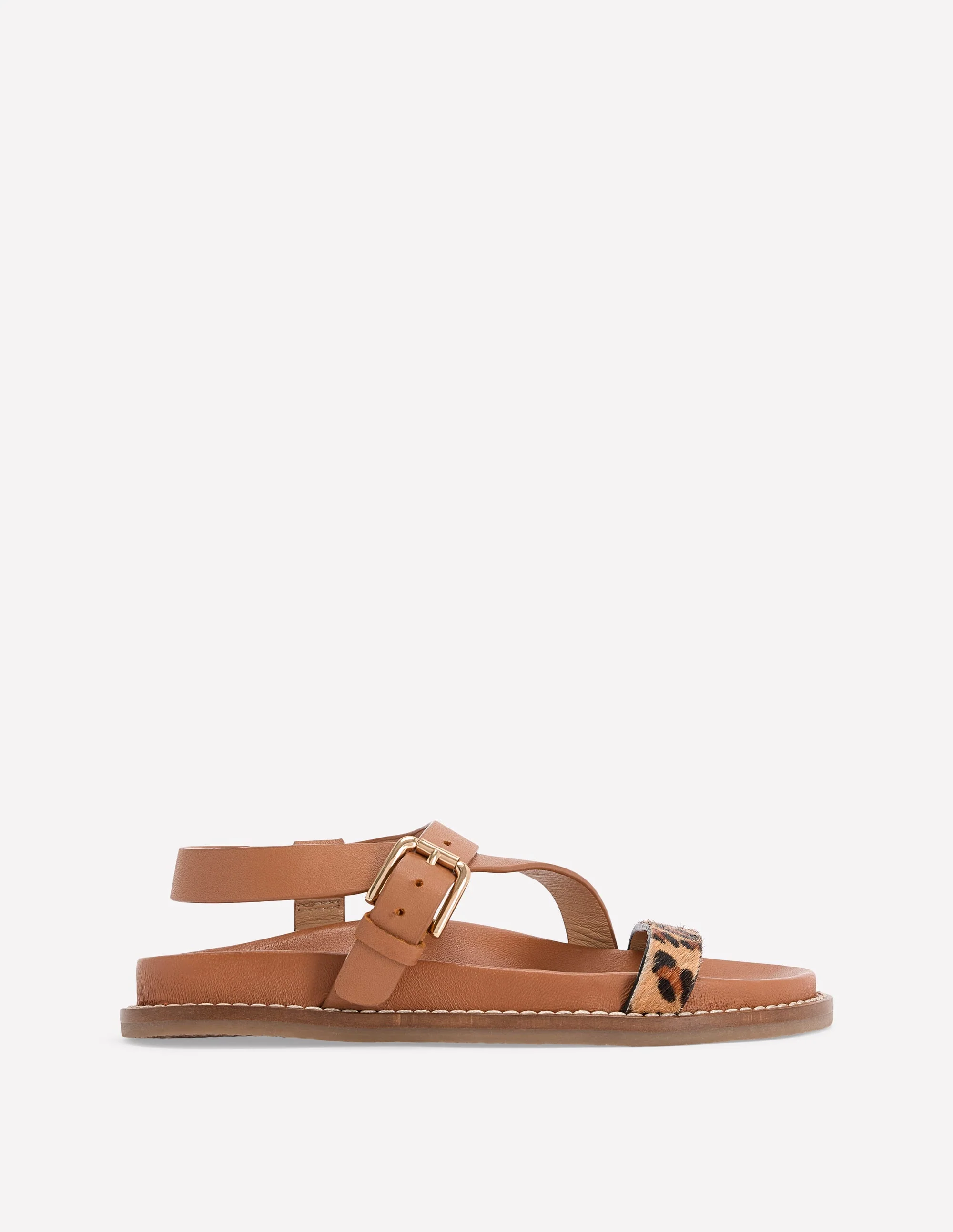Asymmetric Cross Strap Sandals-Tan