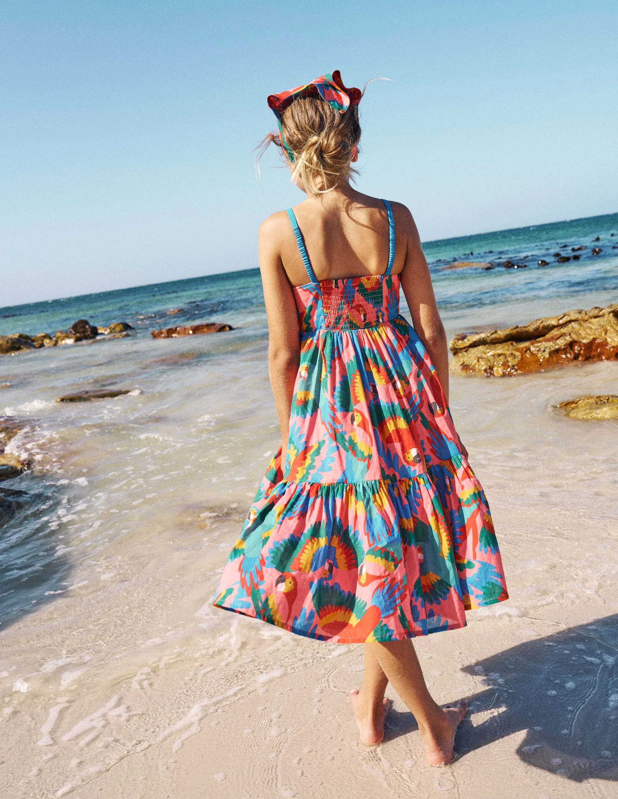 Aurelia Tiered Twirly Dress-Multi Rainbow Parrot - Image 4