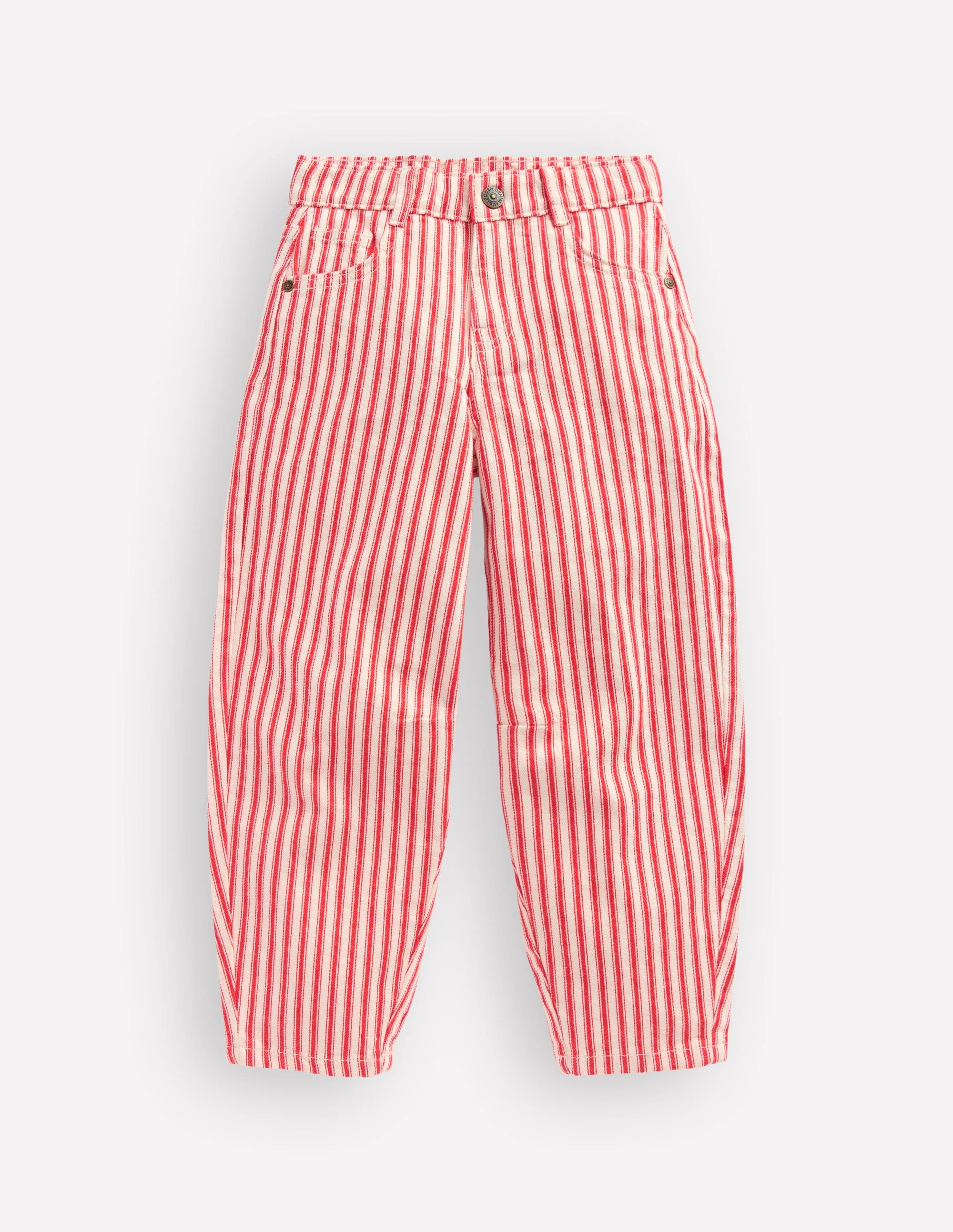 Barrel Leg Jeans-Poppy Red Tram Stripe