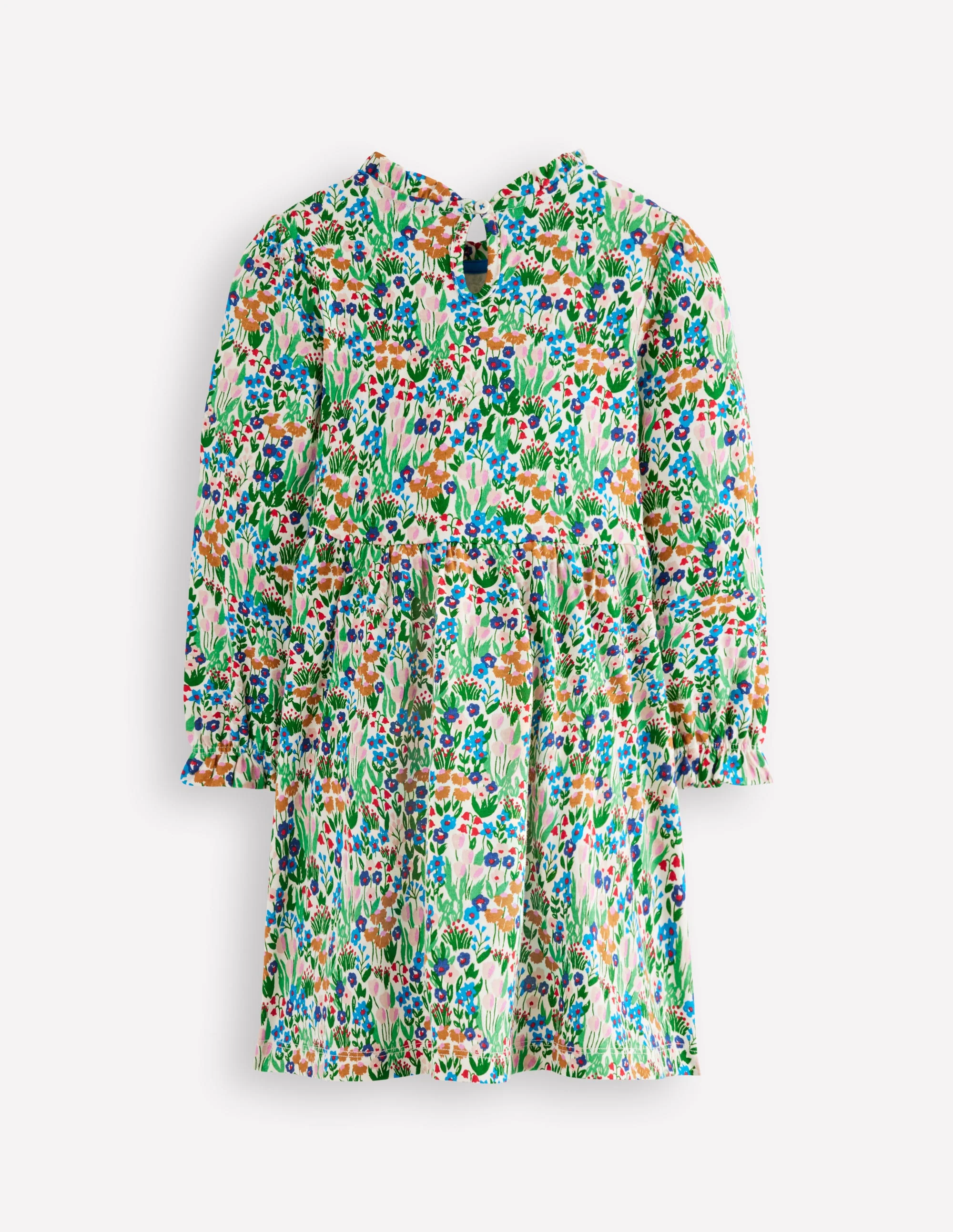 Blouson Sleeve Jersey Dress-Kingfisher Spring Flowerbed - Image 2