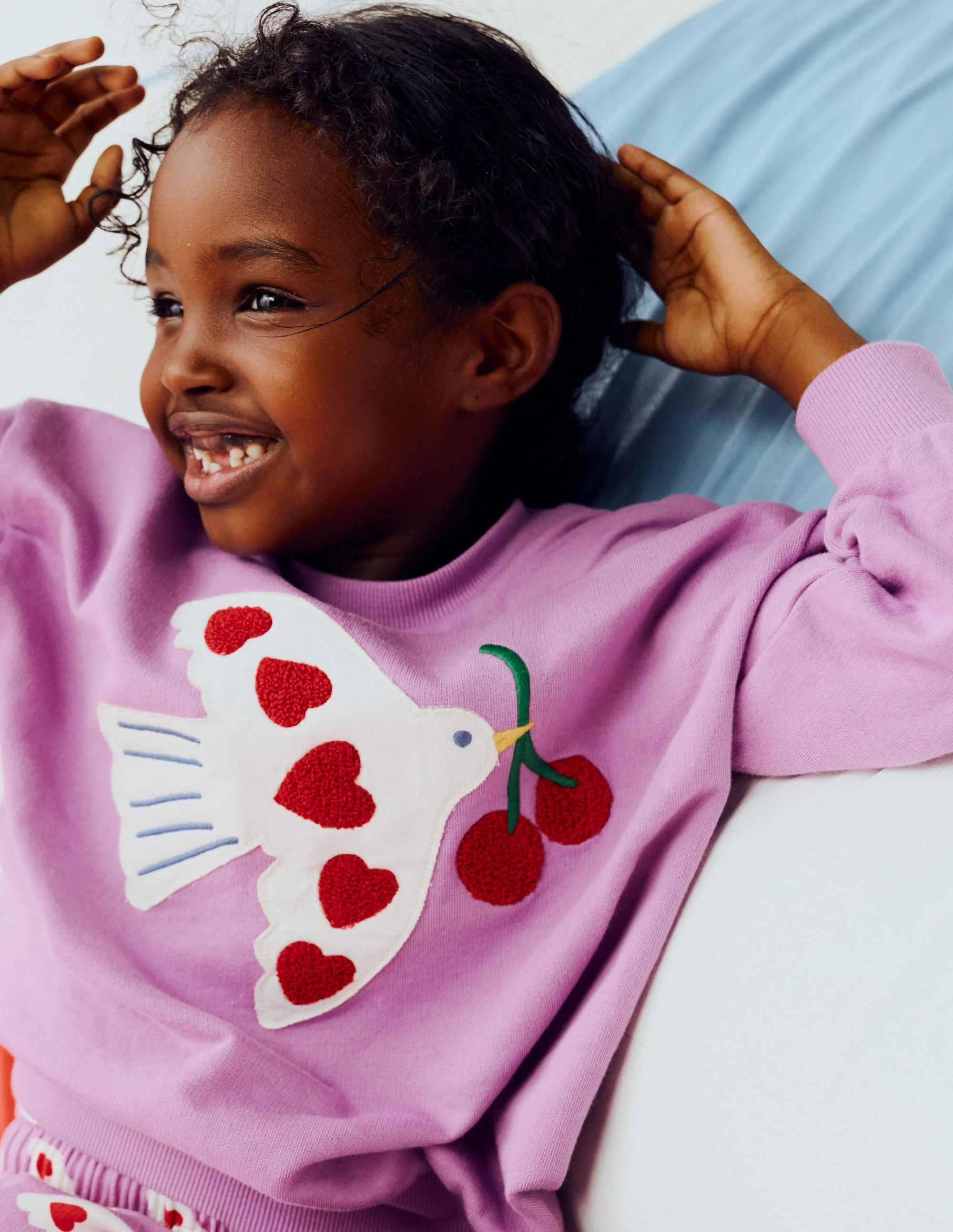 Bobbie Appliqué Sweatshirt-Purple Doves - Image 4