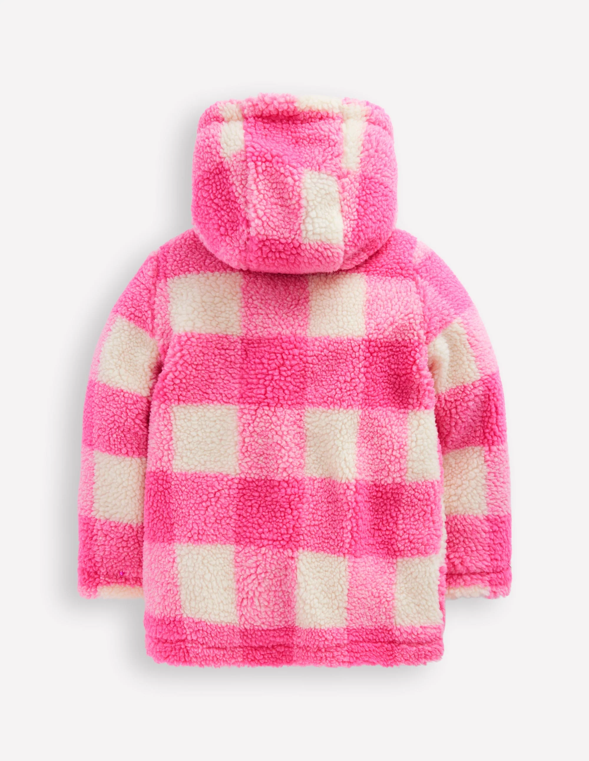 Borg Duffle Coat-Azalea Pink Gingham - Image 2