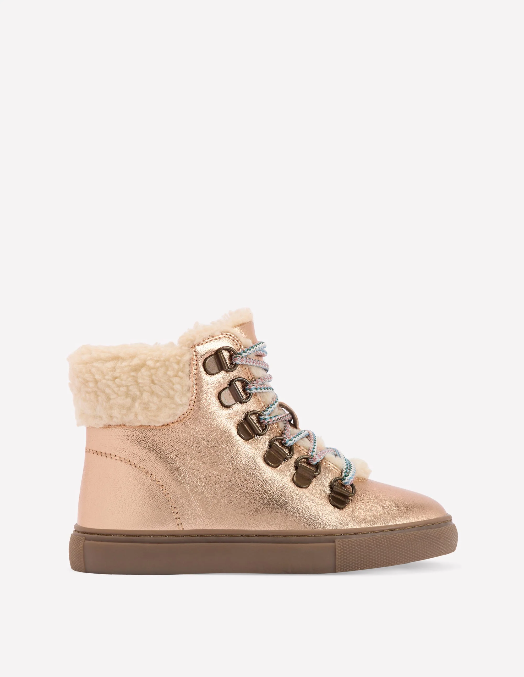 Borg Lace-up Boots-Bronze