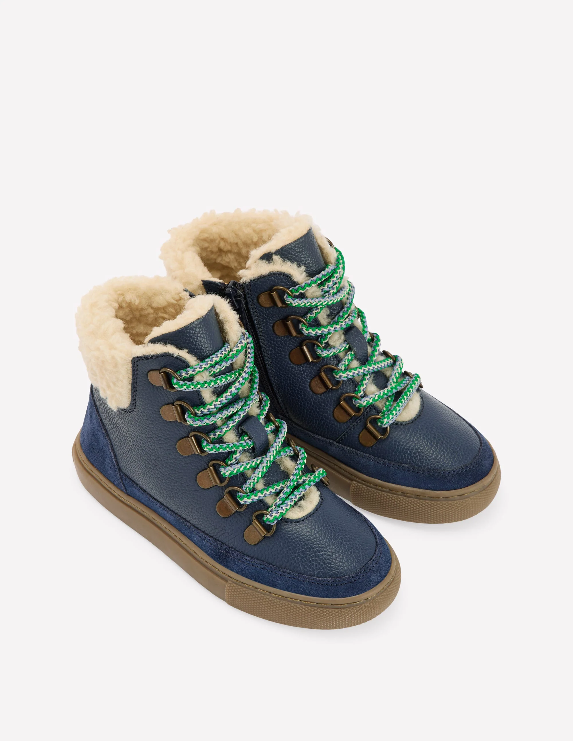 Borg Lace-up Boots-College Navy - Image 2
