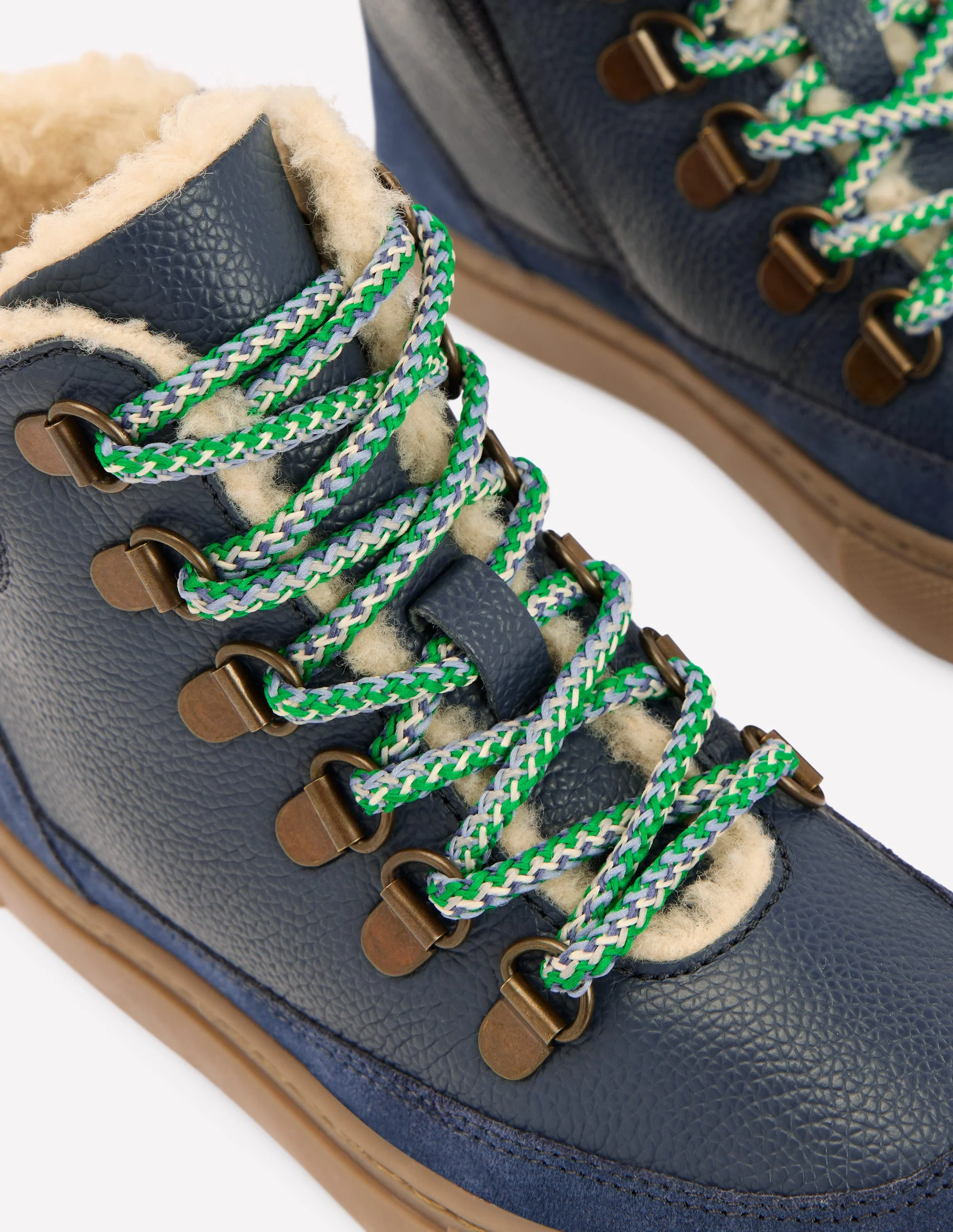 Borg Lace-up Boots-College Navy - Image 3