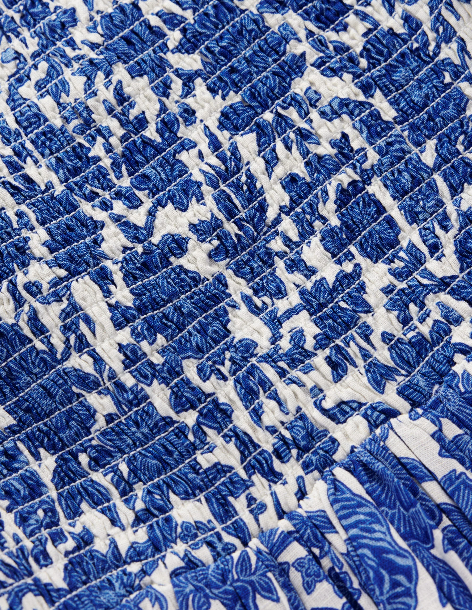 Bow Back Detail Dress-Bright Blue Jungle Woodblock - Image 4