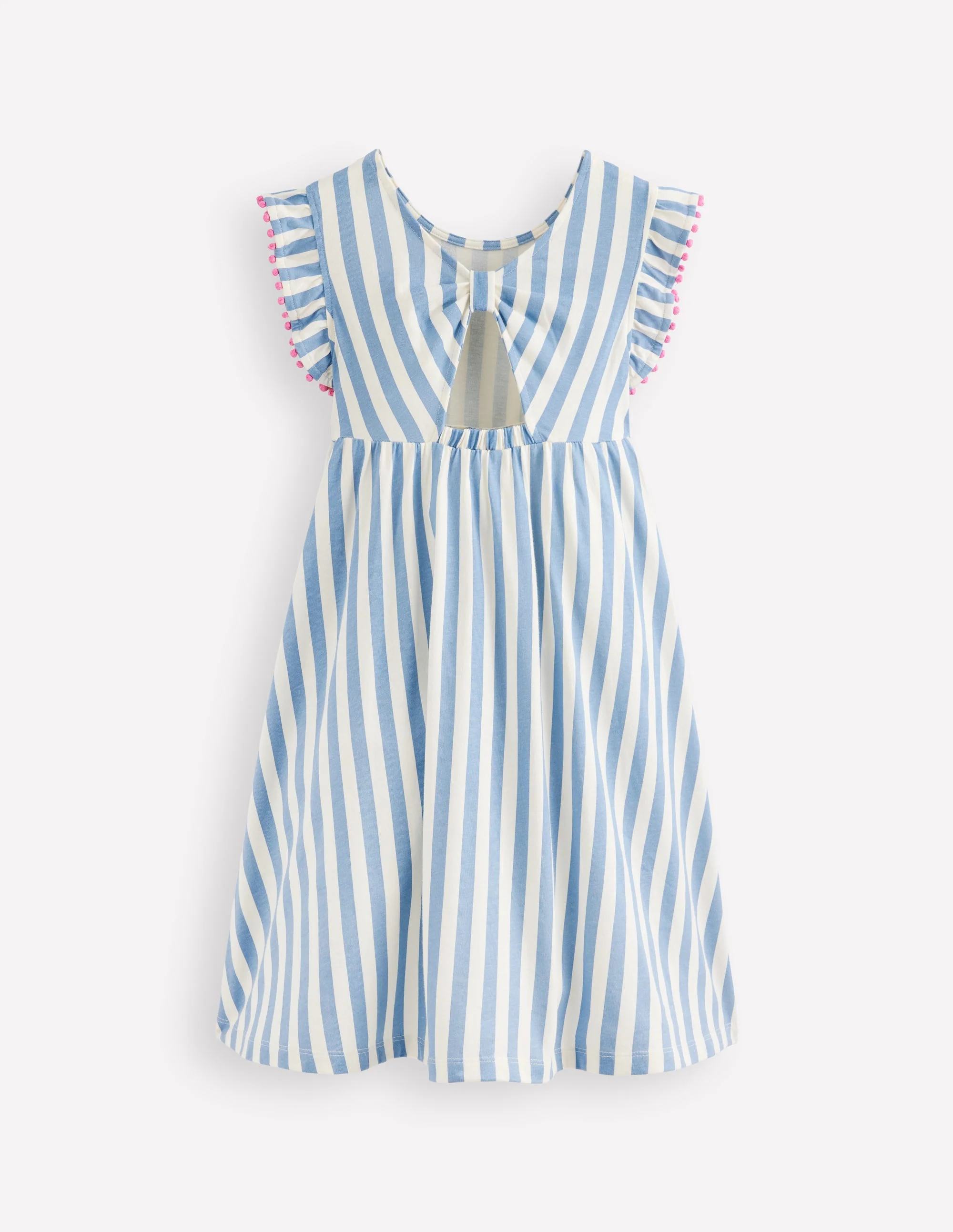 Bow Back Jersey Dress-Salt Blue/ Ivory Stripe - Image 2