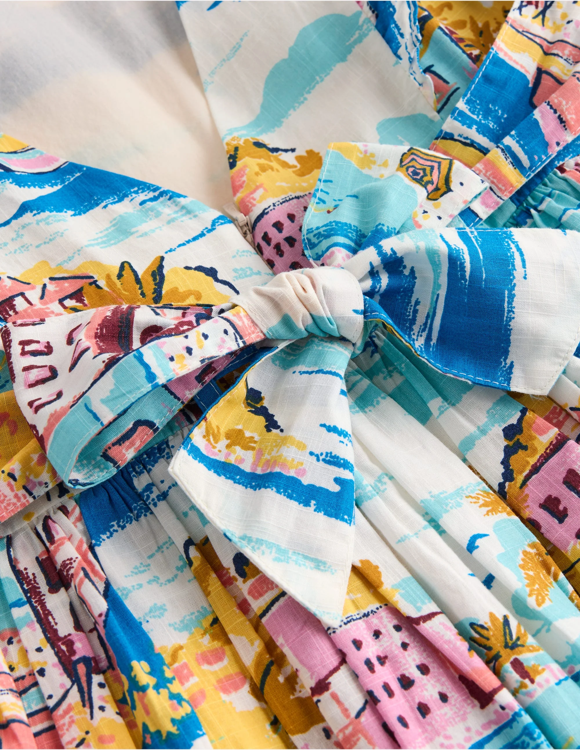 Bow Back Midi Dress-Multi Coastal Scene - Image 3