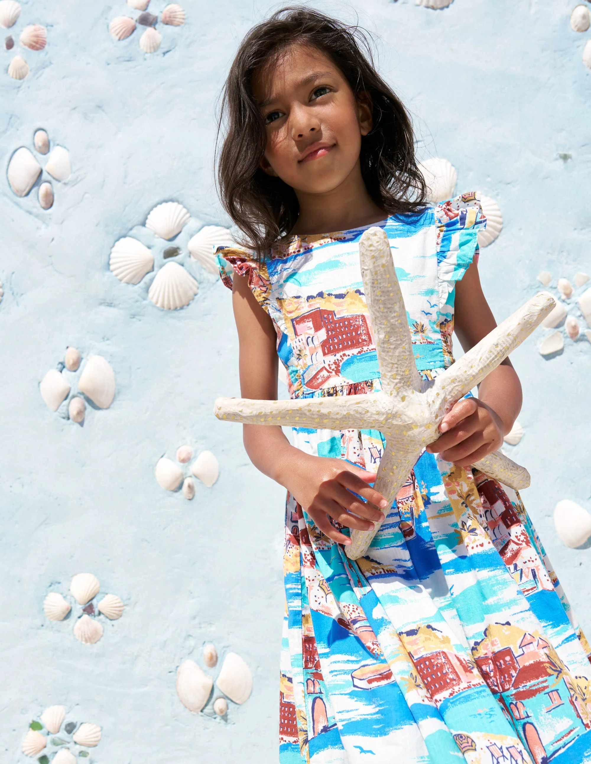 Bow Back Midi Dress-Multi Coastal Scene - Image 6