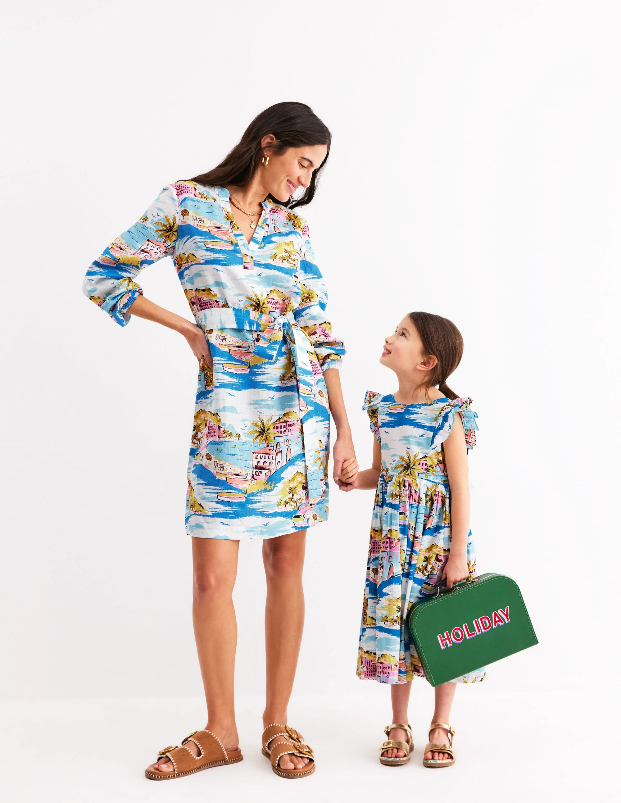 Bow Back Midi Dress-Multi Coastal Scene - Image 8