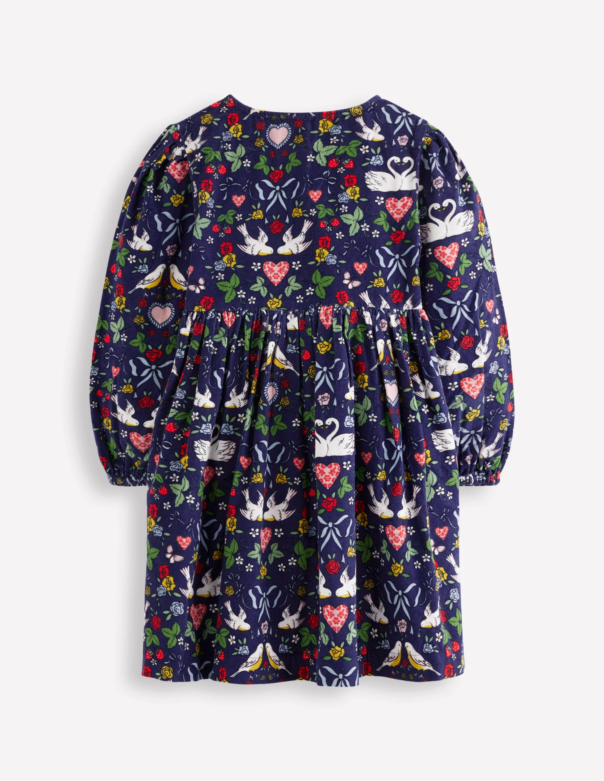Bow Button Through Dress-Starboard Blue Love Birds - Image 2