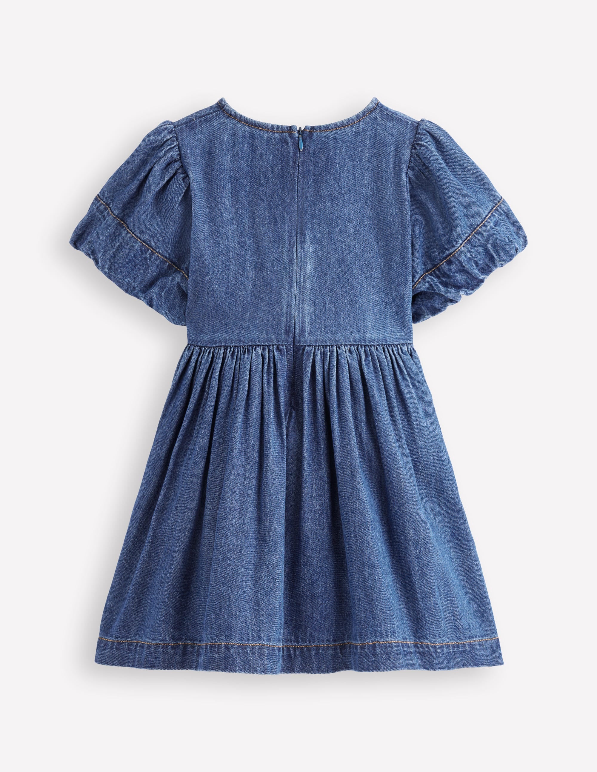 Bow front Woven Dress-Mid Vintage Denim - Image 2