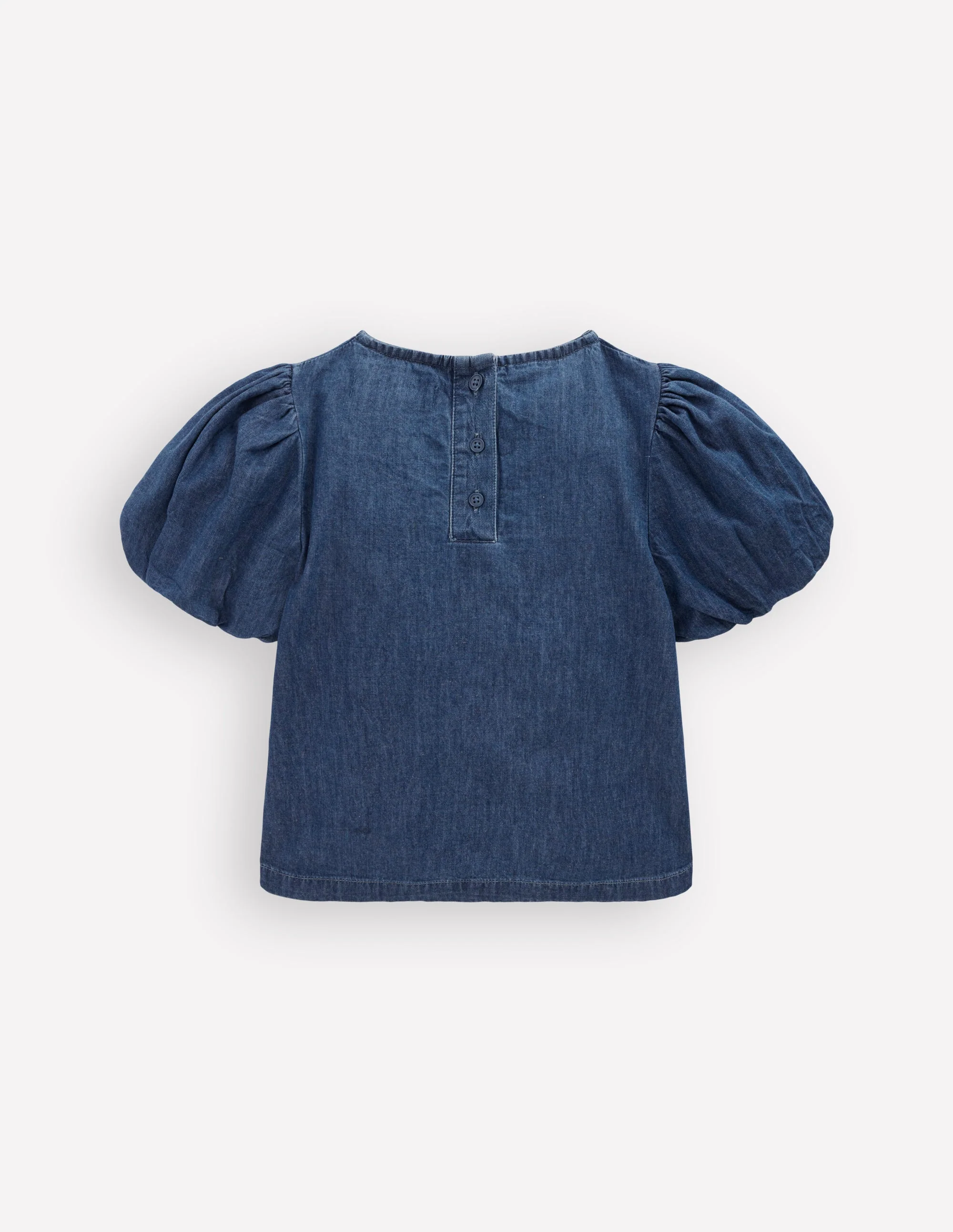 Bow Front Woven Top-Chambray - Image 2