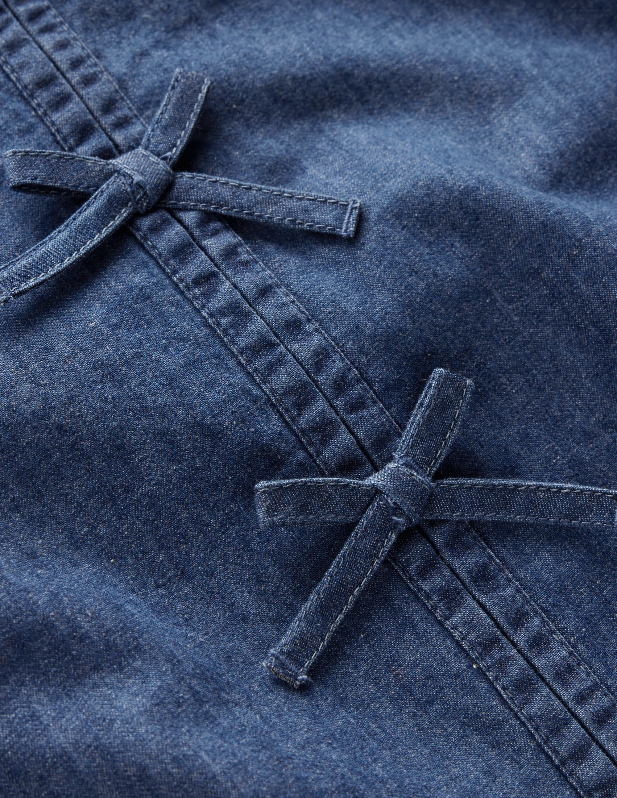 Bow Front Woven Top-Chambray - Image 3