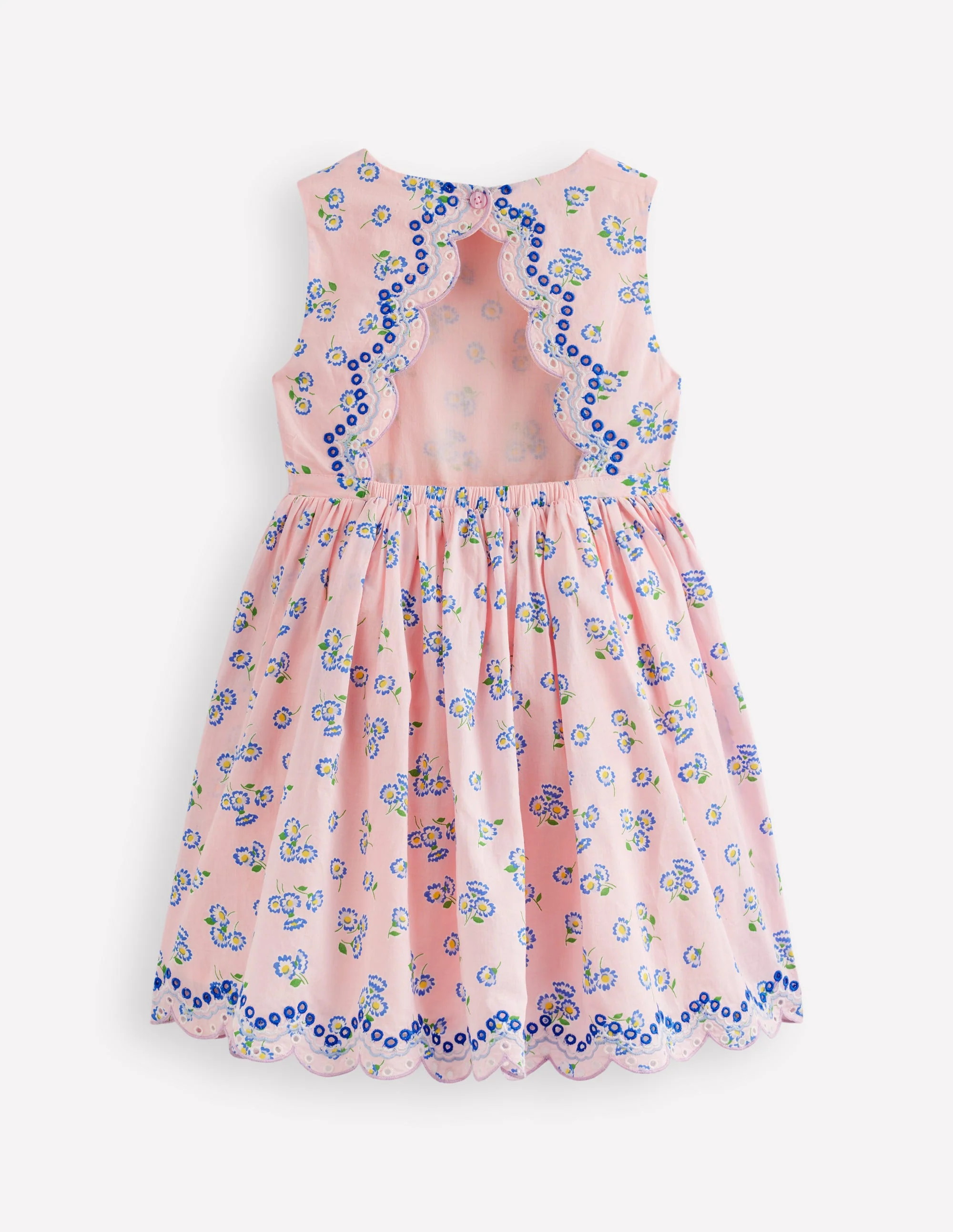 Broderie Back Detail Dress-Chalk Pink Ditsy - Image 2
