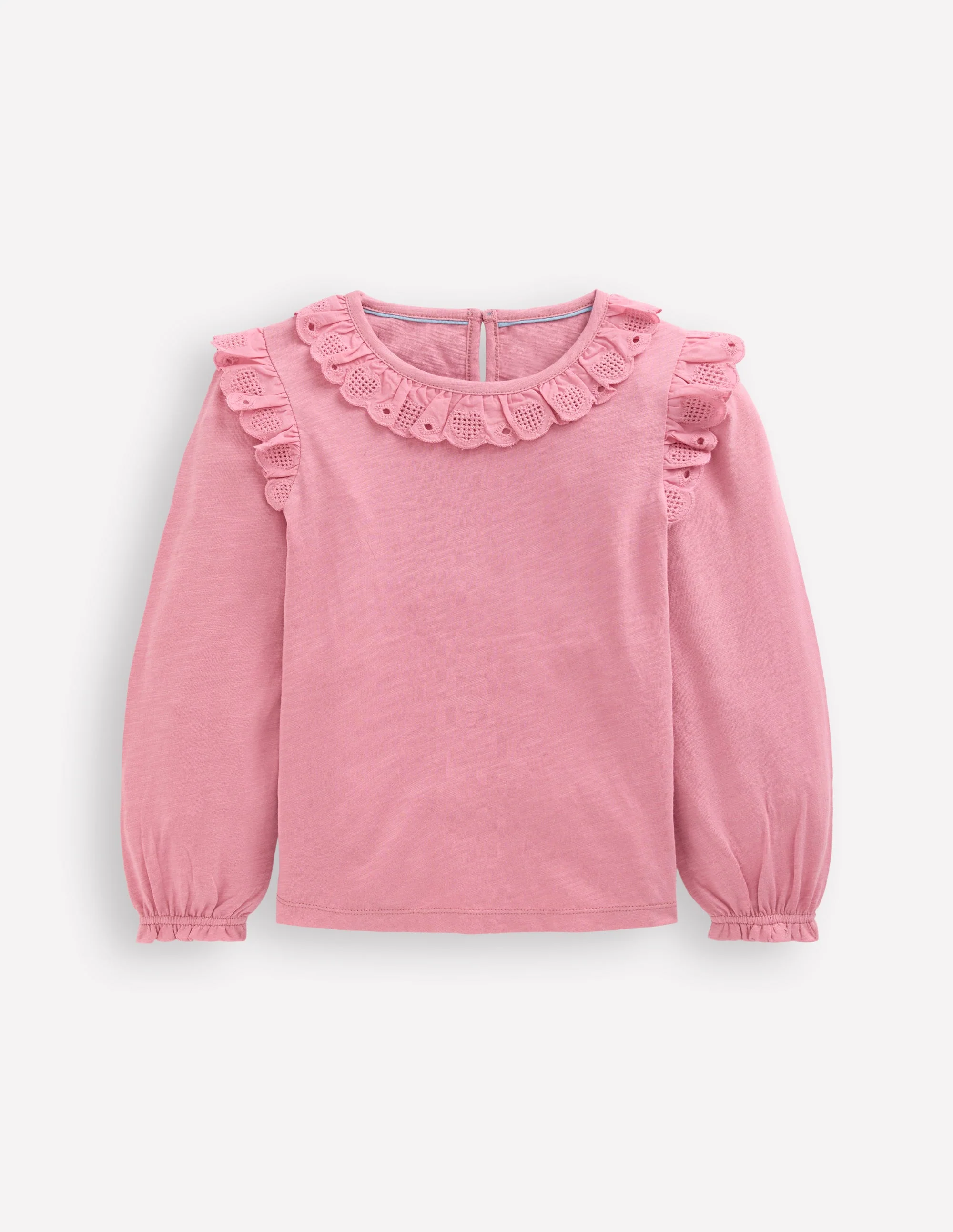 Broderie Heart Trim Top-Pink Haze
