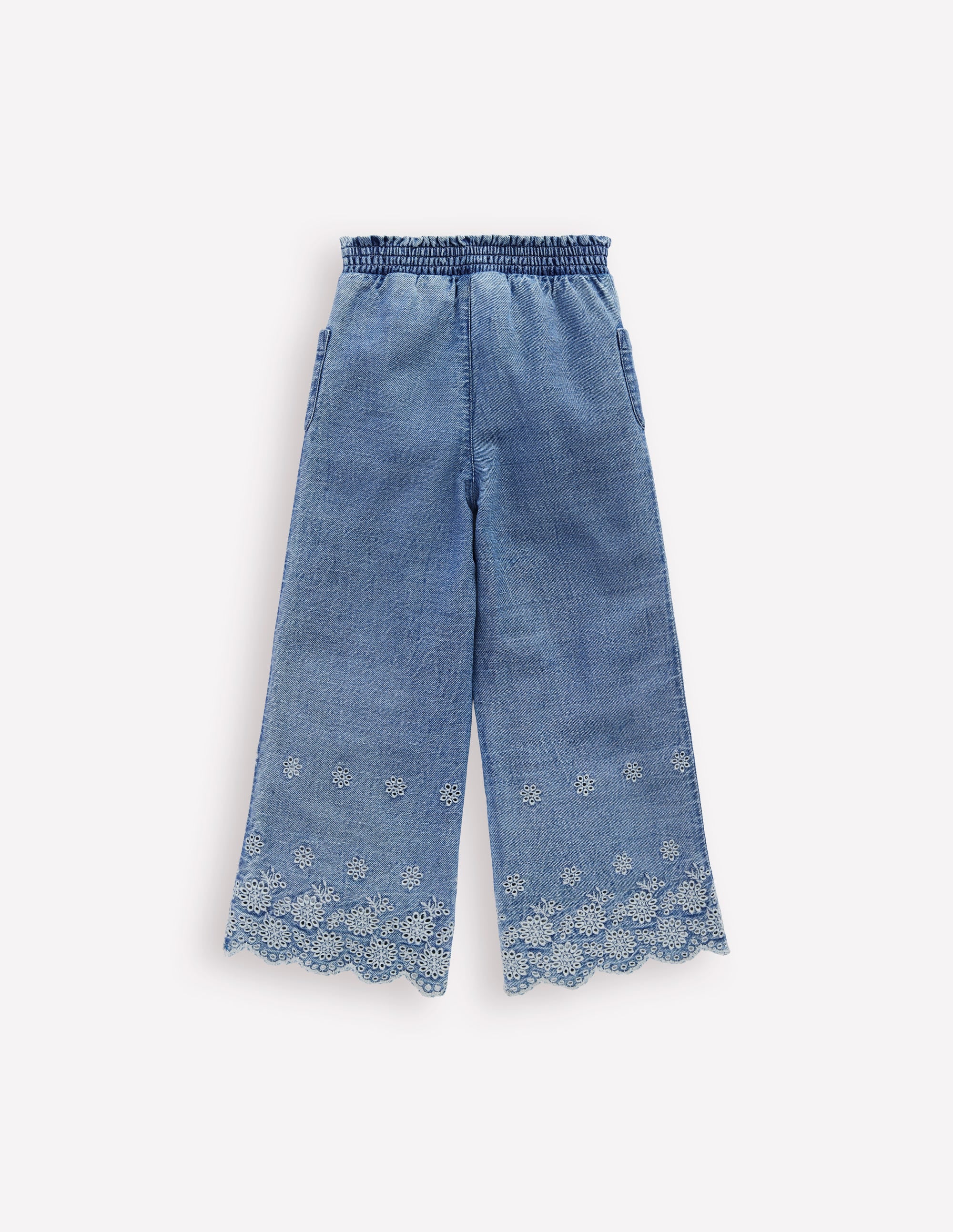 Broderie Hem Trousers-Denim - Image 2