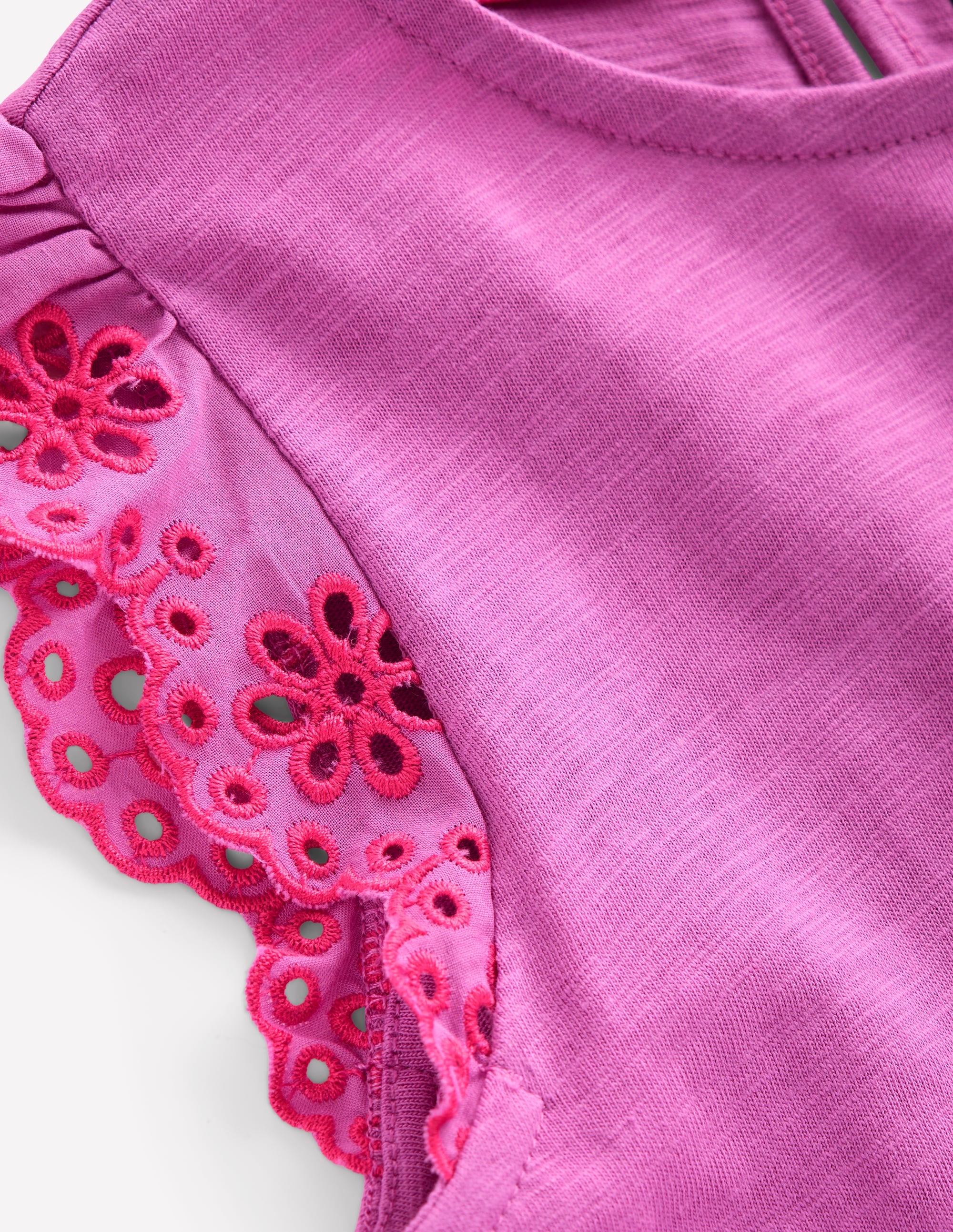Broderie Mix Jersey Dress-Foxglove Purple - Image 3