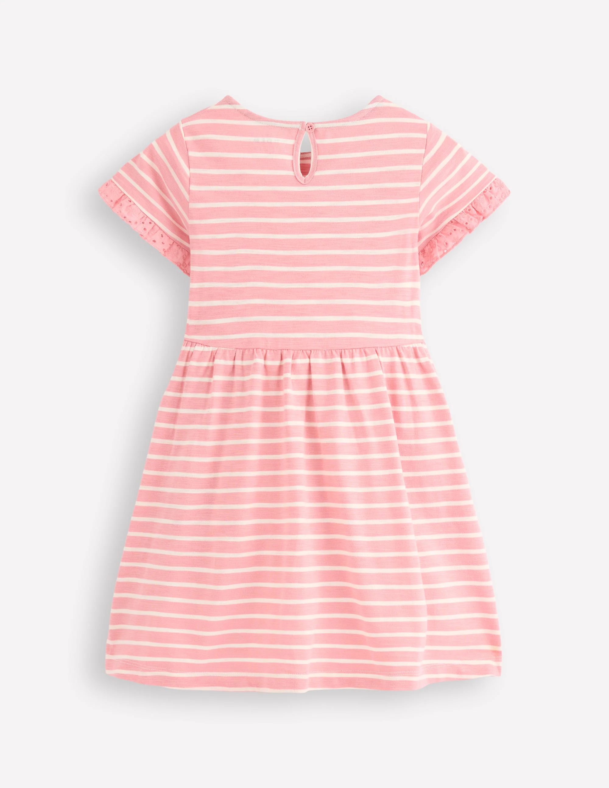 Broderie Pocket Jersey Dress-Almond Pink Stripe - Image 2