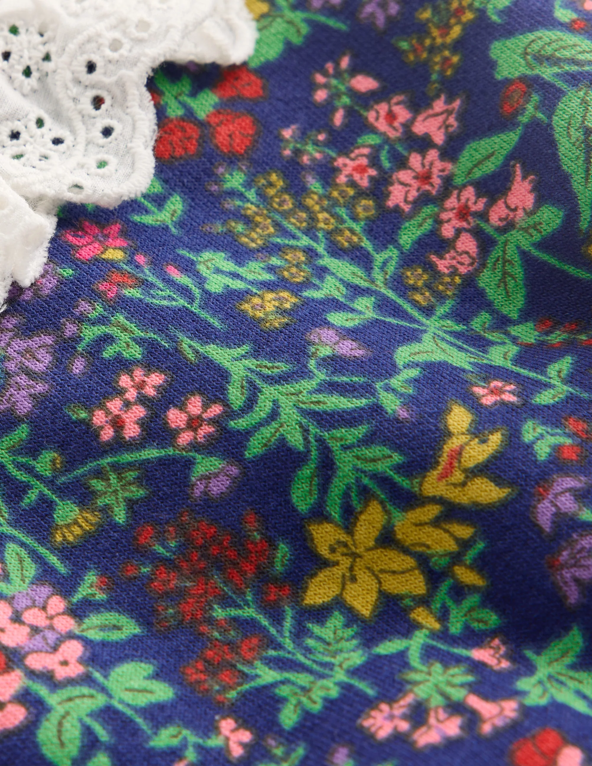 Broderie Sweatshirt Dress-College Navy Flower Meadow - Image 3