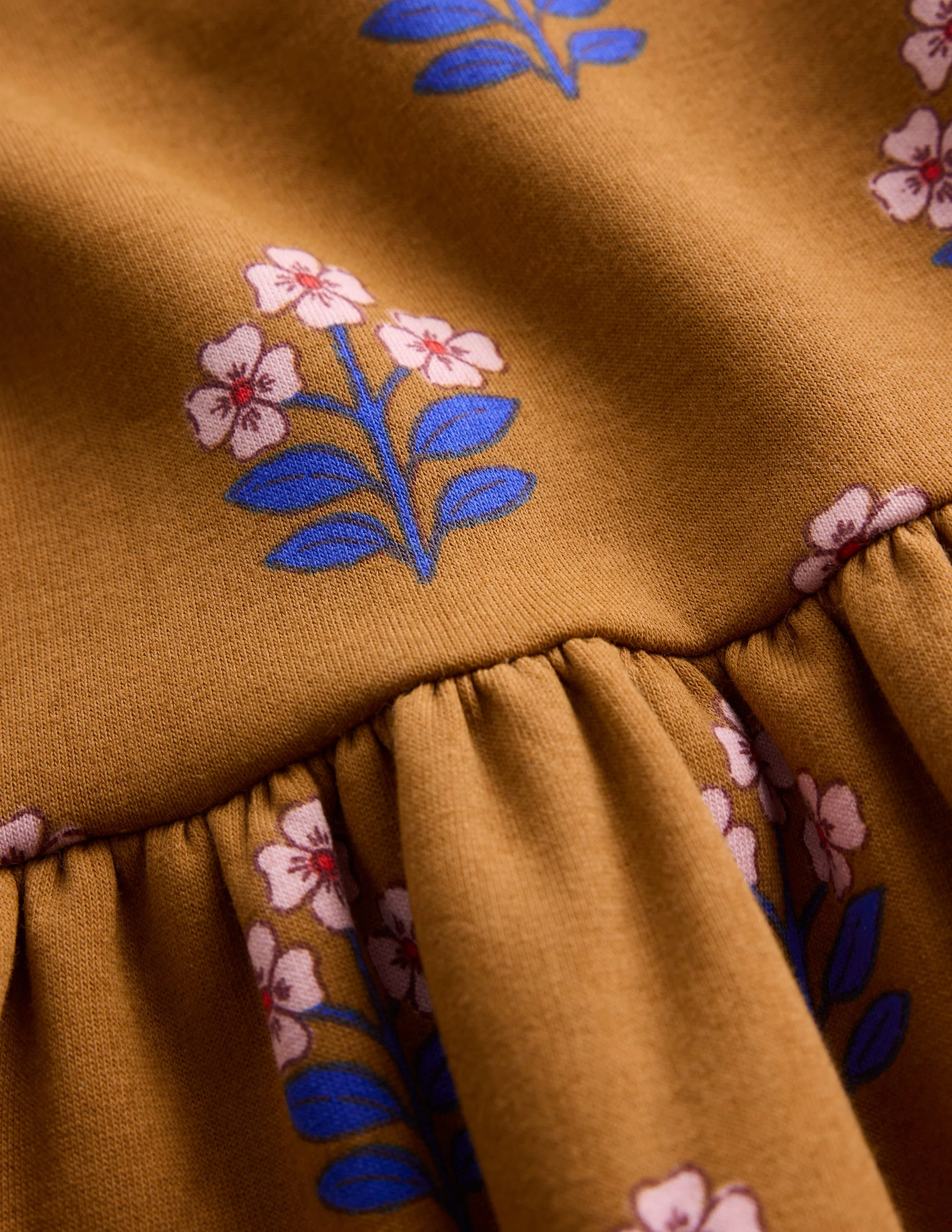 Broderie Sweatshirt Dress-Toffee Brown Flower Stamp - Image 3